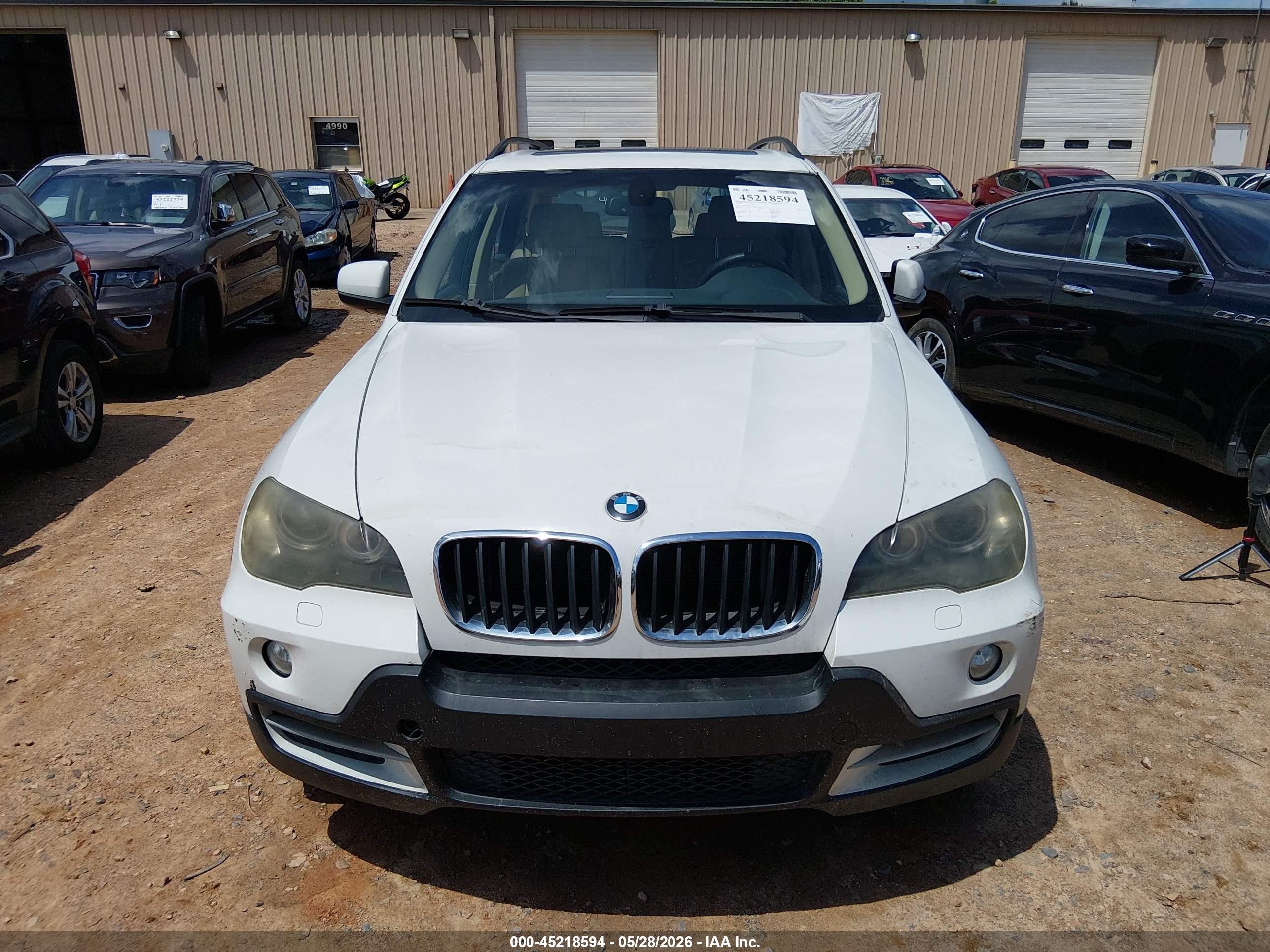 2007 Bmw X5 3.0si White vin: 5UXFE43587L014729