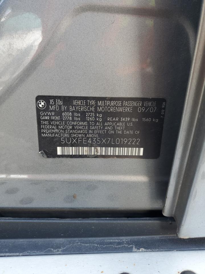 2007 Bmw X5 3.0i Серый vin: 5UXFE435X7L019222