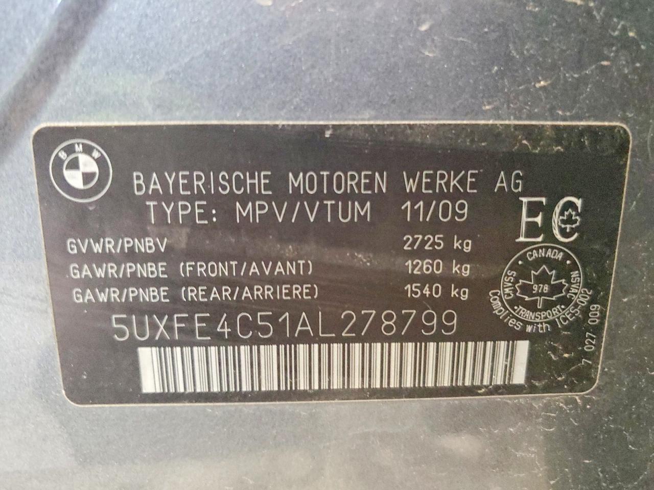 2010 Bmw X5 Xdrive30i Gray vin: 5UXFE4C51AL278799