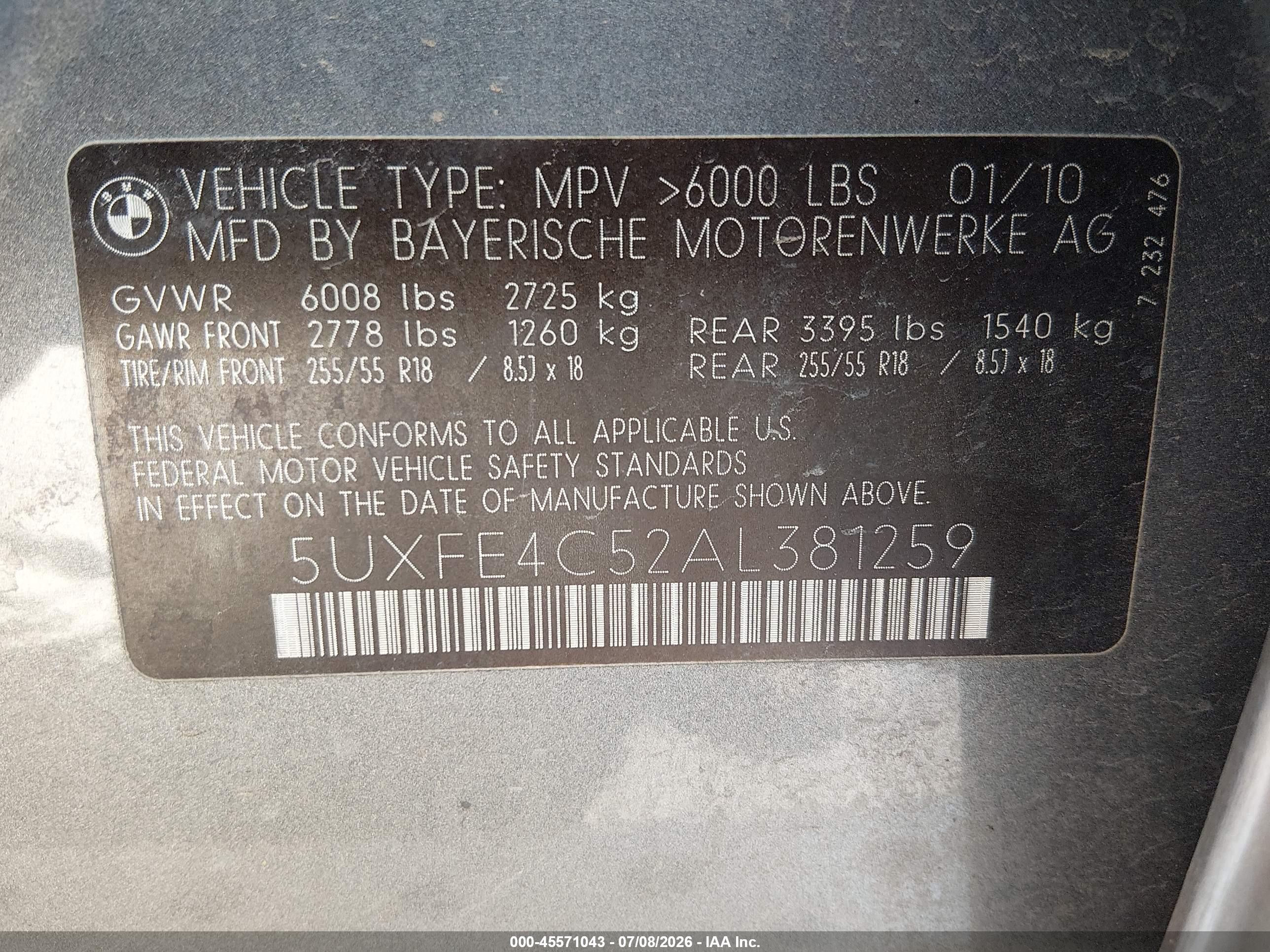 2010 Bmw X5 Xdrive30i Light Blue vin: 5UXFE4C52AL381259