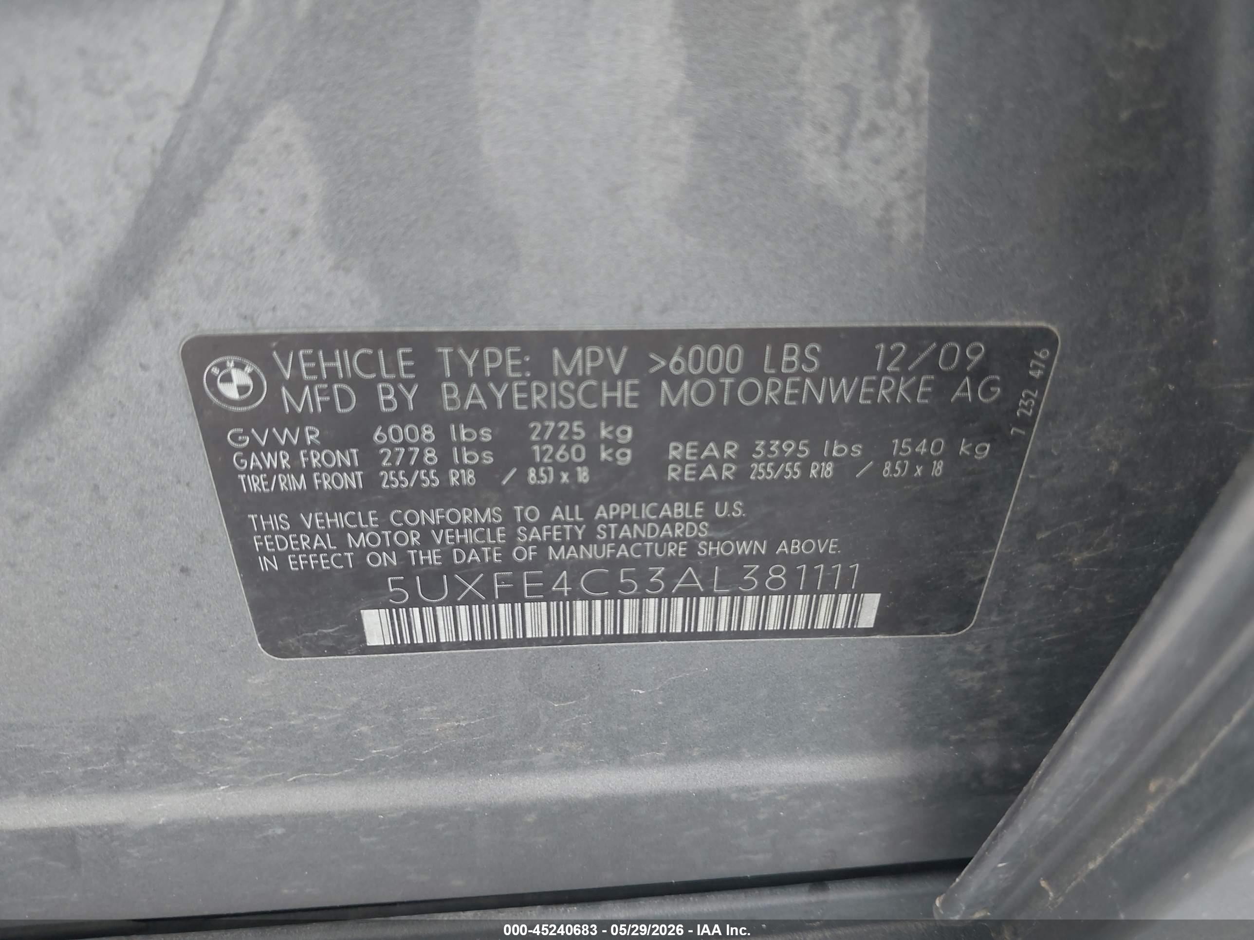 2010 Bmw X5 Xdrive30i Gray vin: 5UXFE4C53AL381111