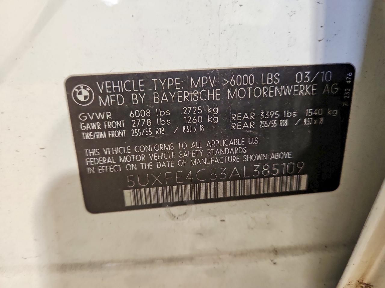 2010 Bmw X5 Xdrive30i Белый vin: 5UXFE4C53AL385109
