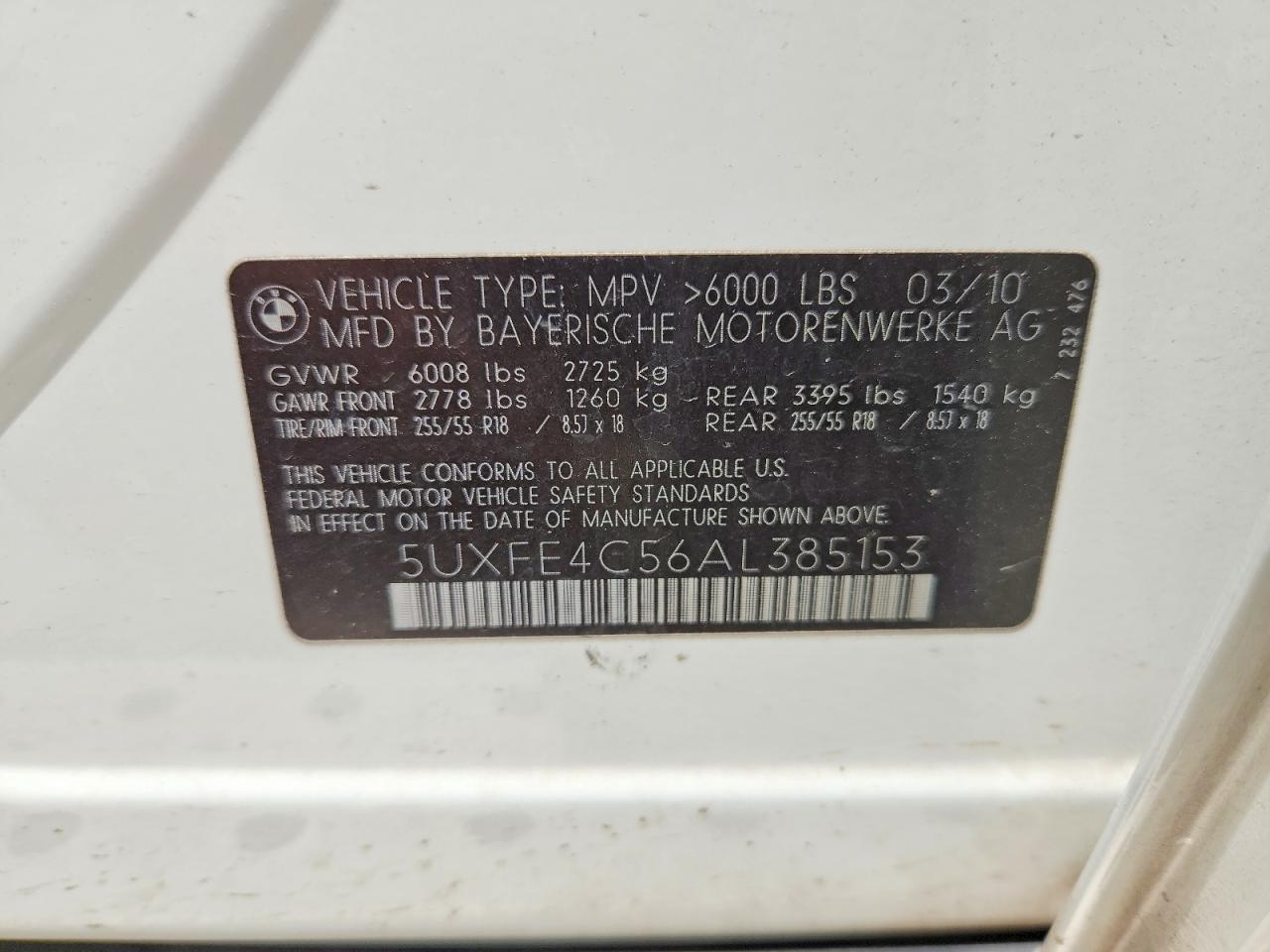 2010 Bmw X5 Xdrive30i White vin: 5UXFE4C56AL385153