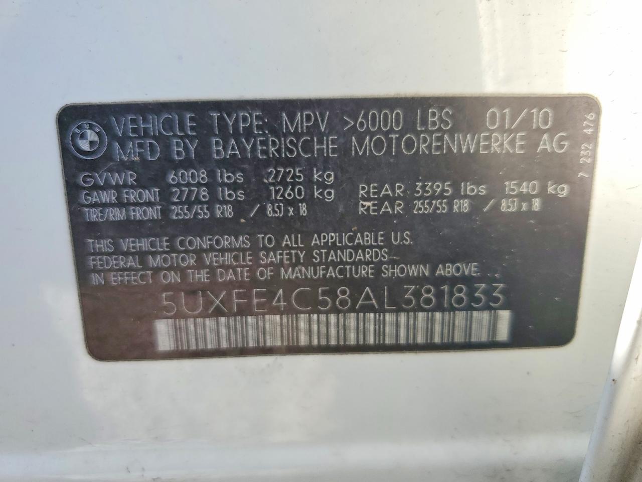 2010 Bmw X5 Xdrive30i White vin: 5UXFE4C58AL381833