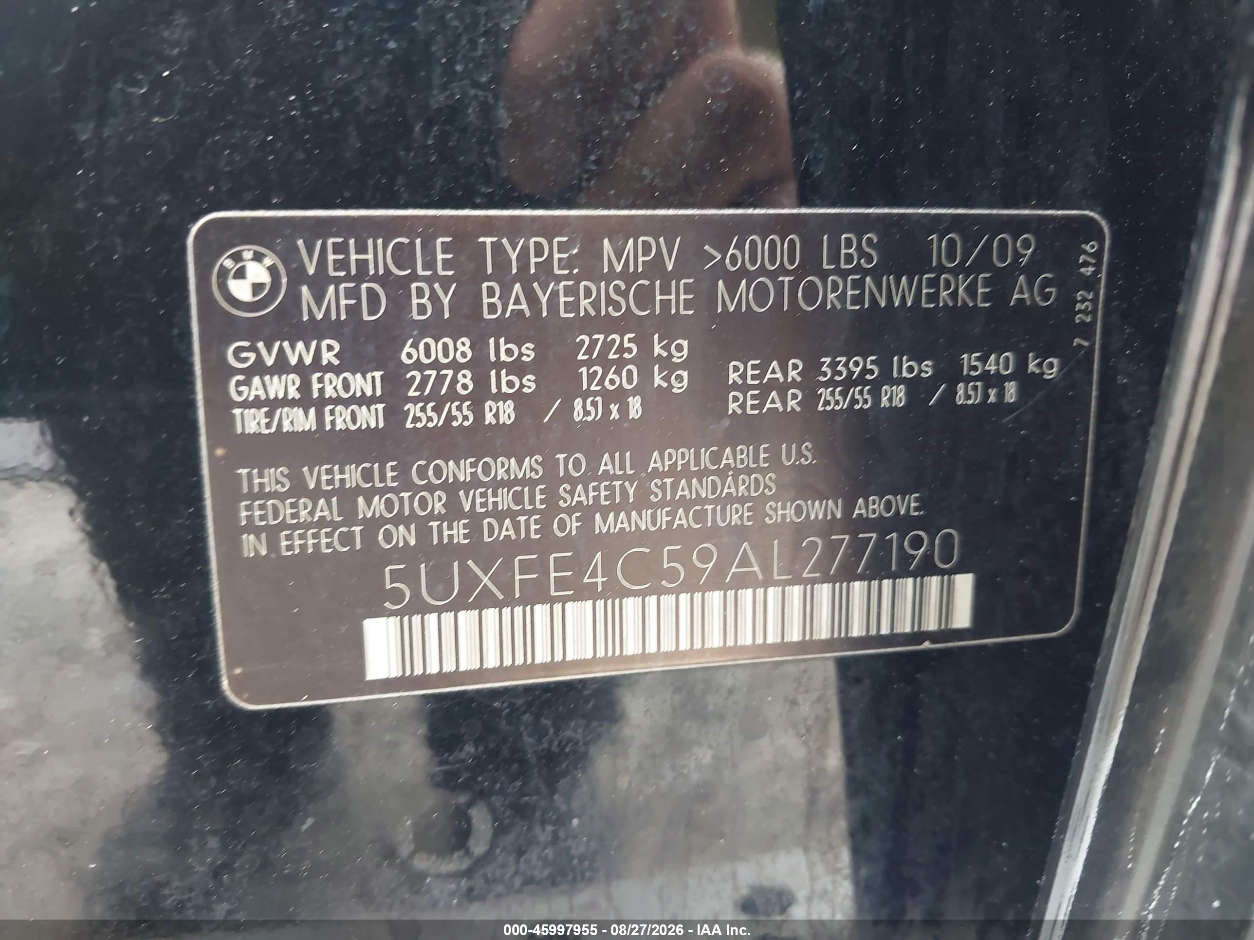 2010 Bmw X5 Xdrive30i Black vin: 5UXFE4C59AL277190