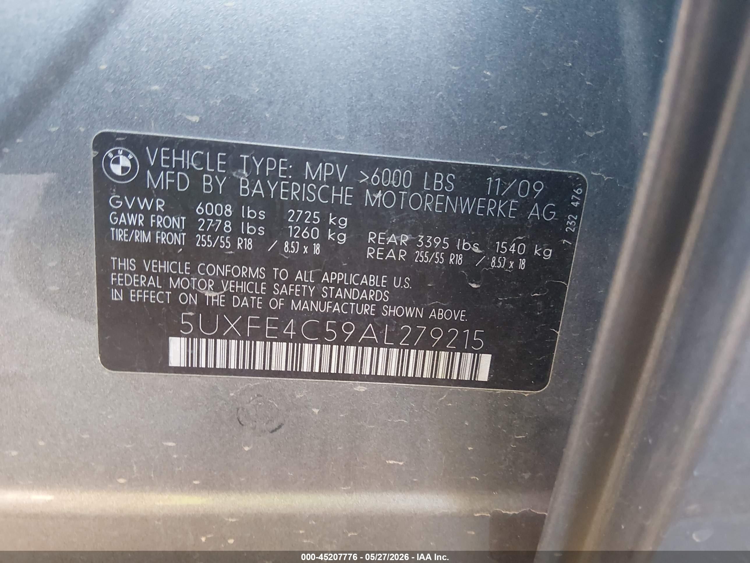 2010 Bmw X5 Xdrive30i Gray vin: 5UXFE4C59AL279215