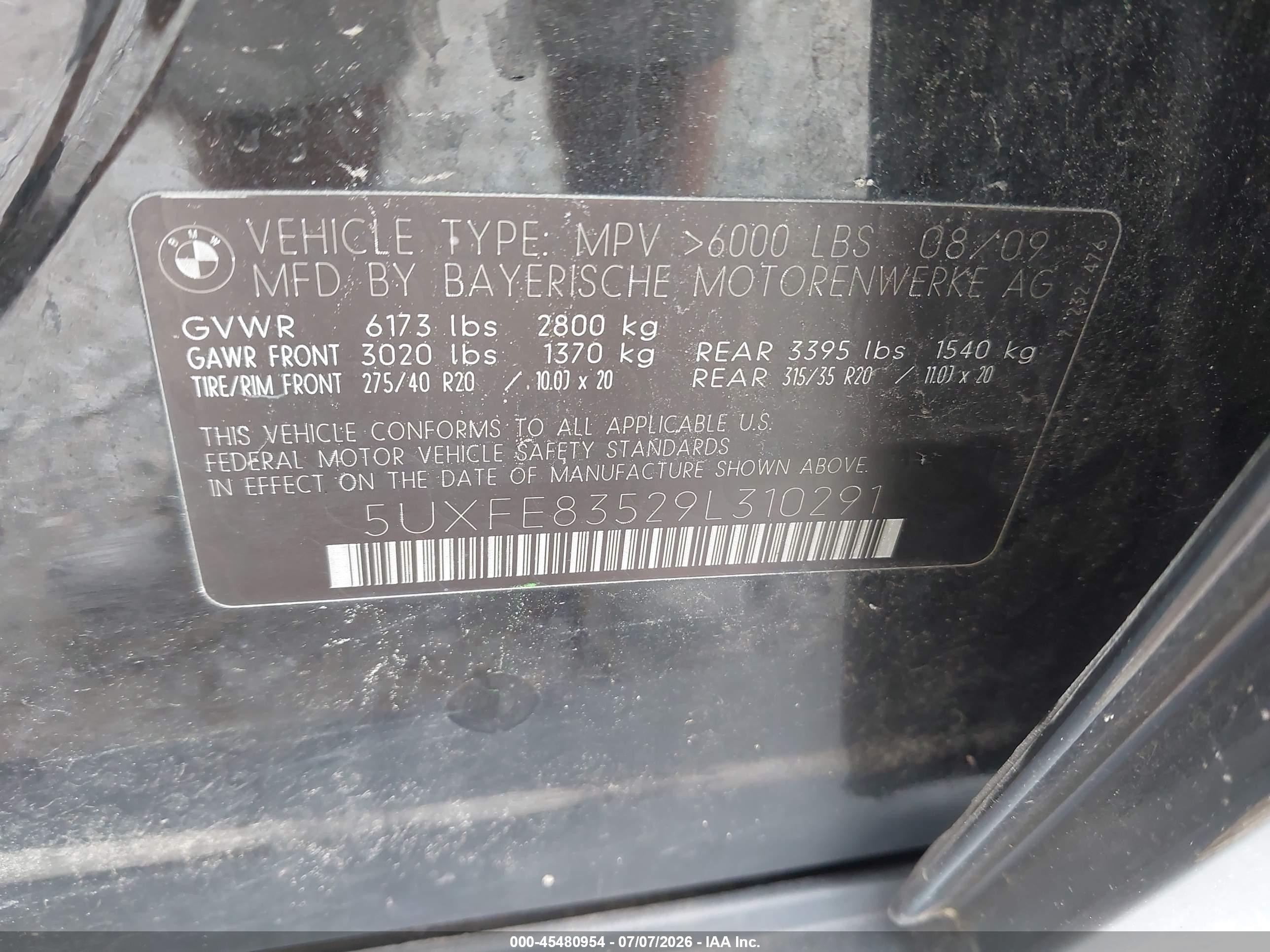 2009 Bmw X5 Xdrive48i Black vin: 5UXFE83529L310291