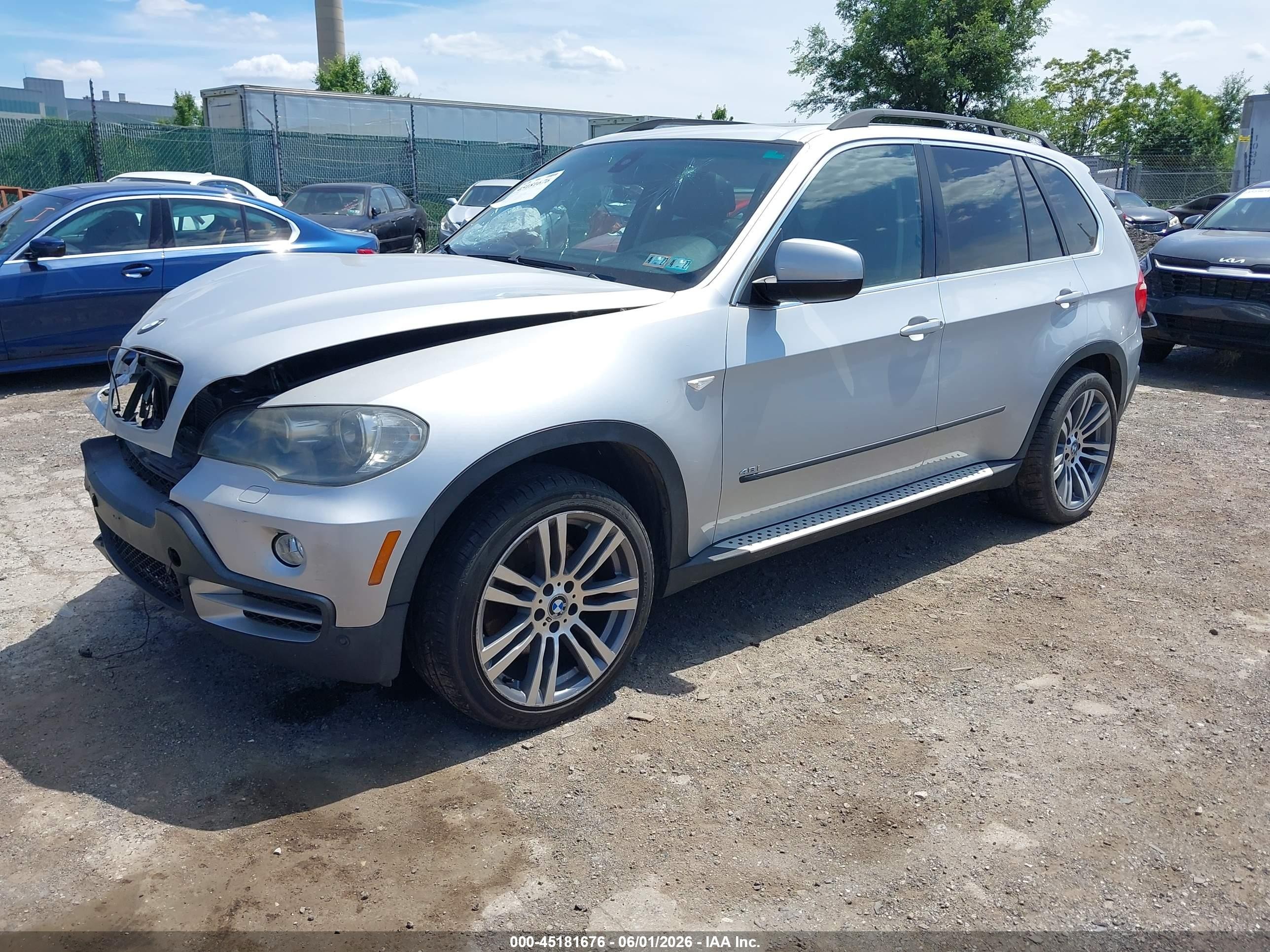2008 Bmw X5 4.8i Silver vin: 5UXFE83538L167205