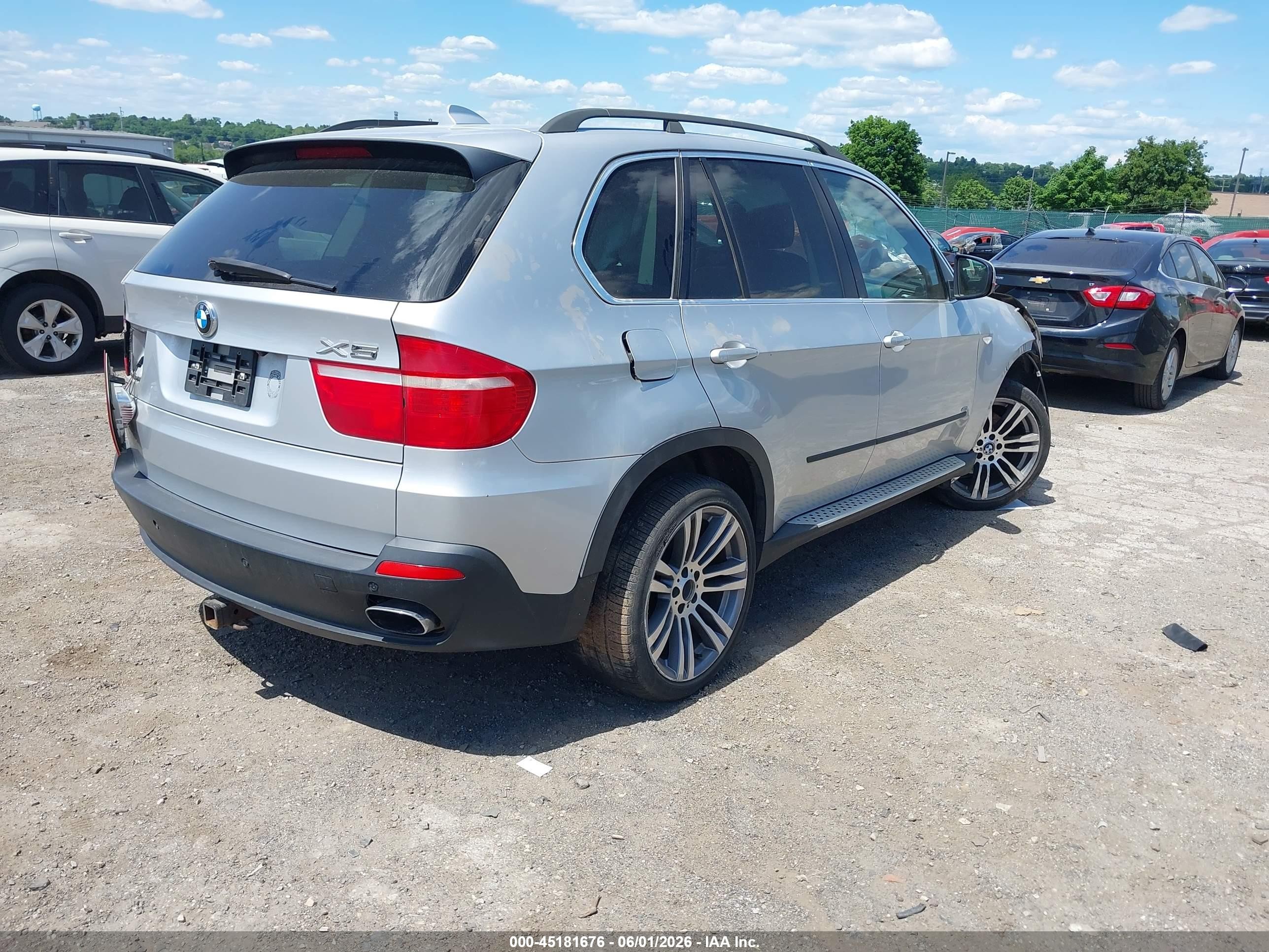 2008 Bmw X5 4.8i Silver vin: 5UXFE83538L167205