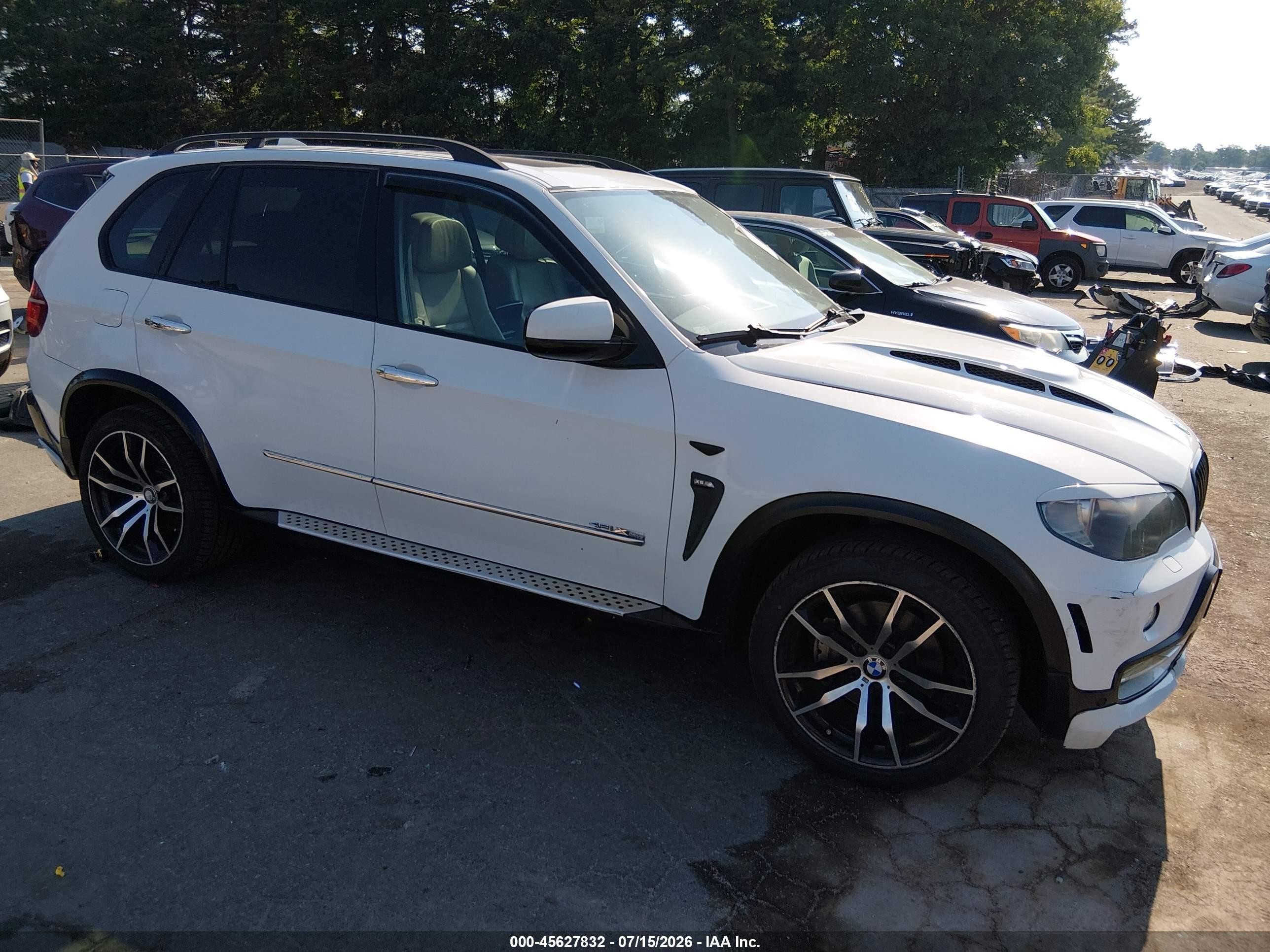 2008 Bmw X5 4.8i White vin: 5UXFE83538L167429