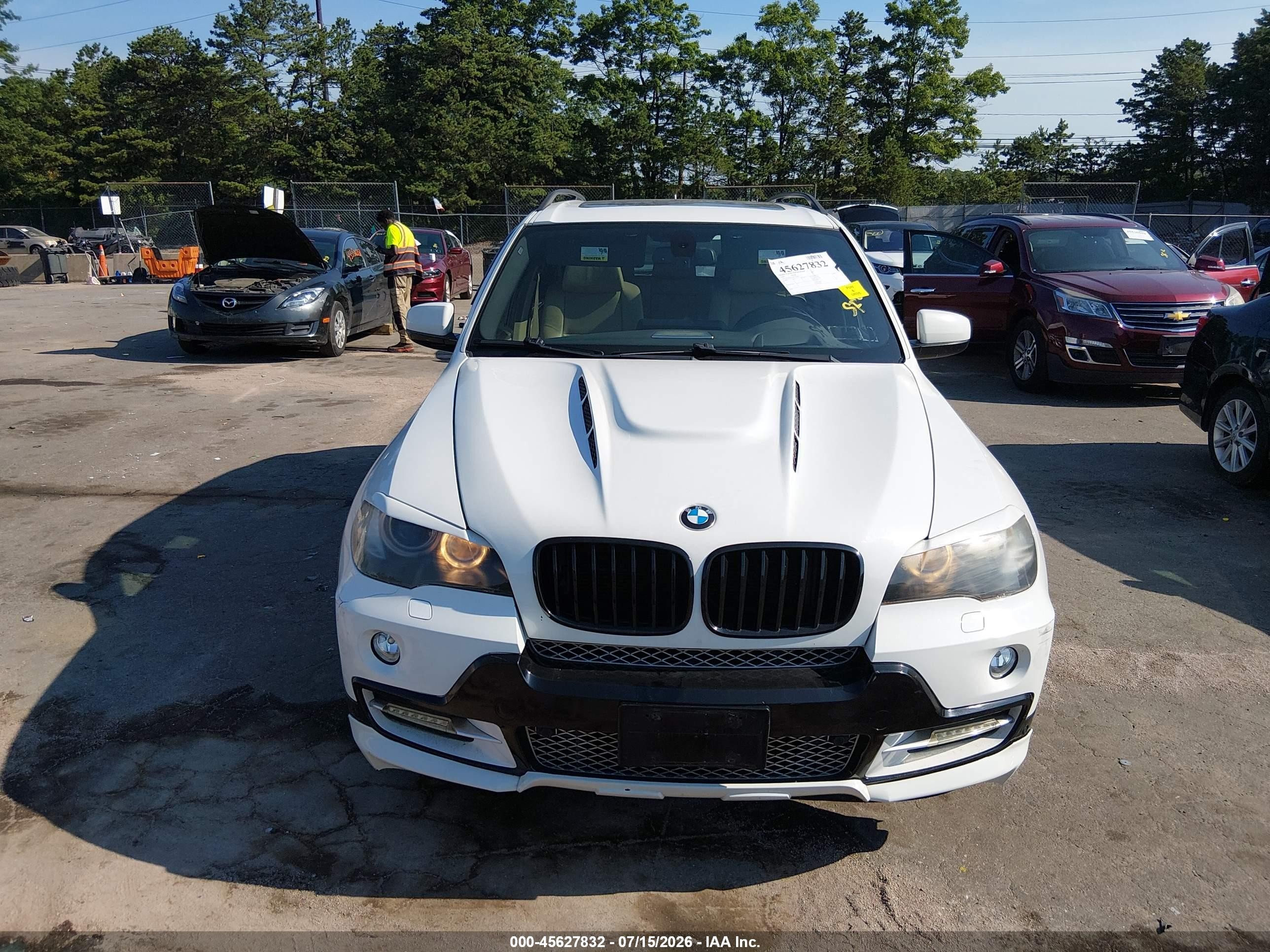 2008 Bmw X5 4.8i White vin: 5UXFE83538L167429