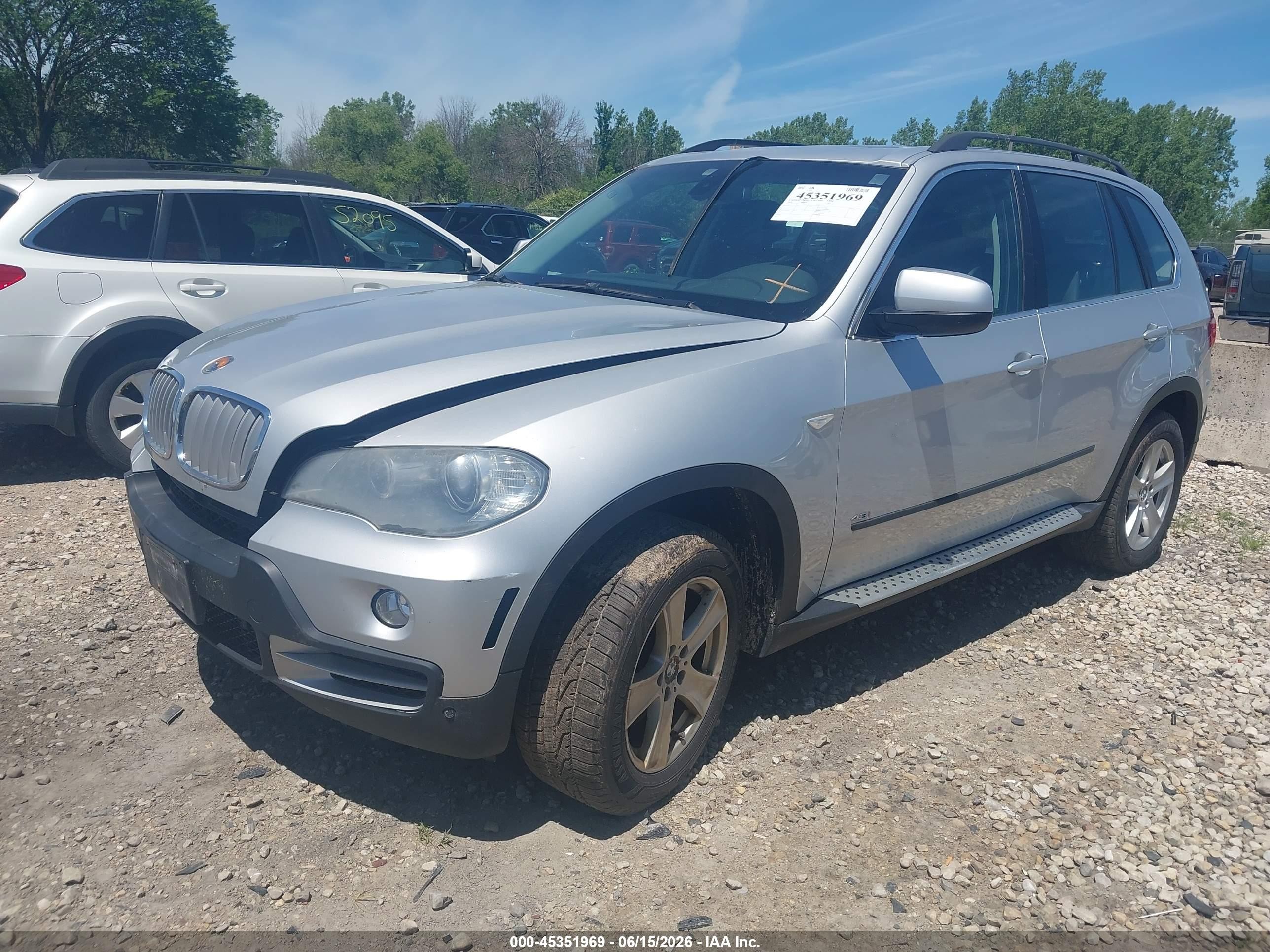 2008 Bmw X5 4.8i Silver vin: 5UXFE83548L163986