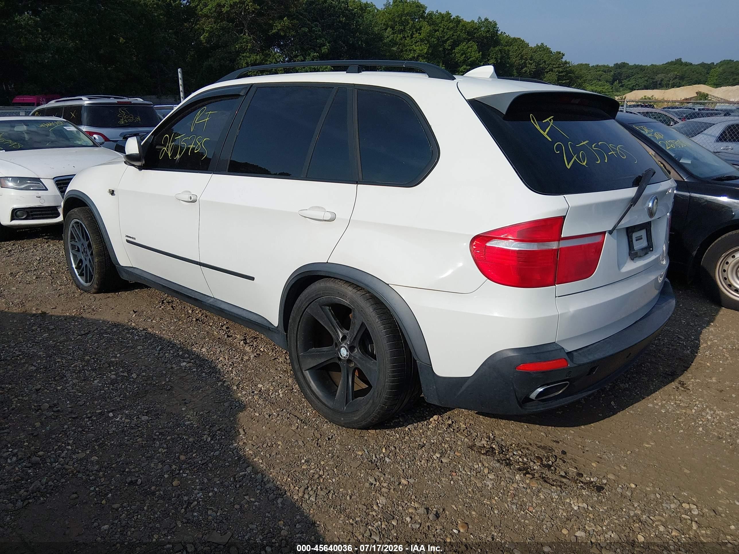 2009 Bmw X5 Xdrive48i White vin: 5UXFE83589L308383