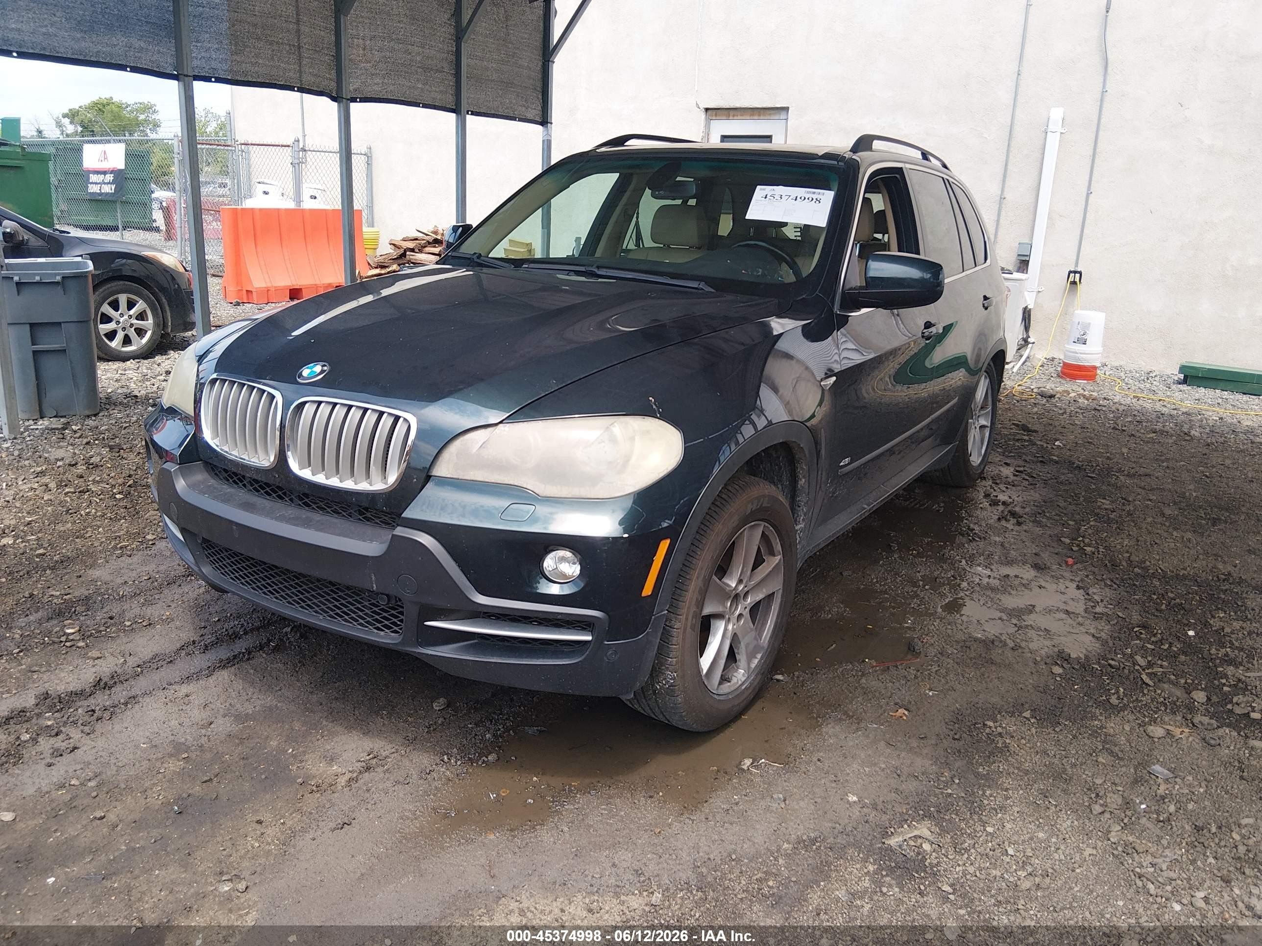 2007 Bmw X5 4.8i Зеленый vin: 5UXFE835X7LZ40539