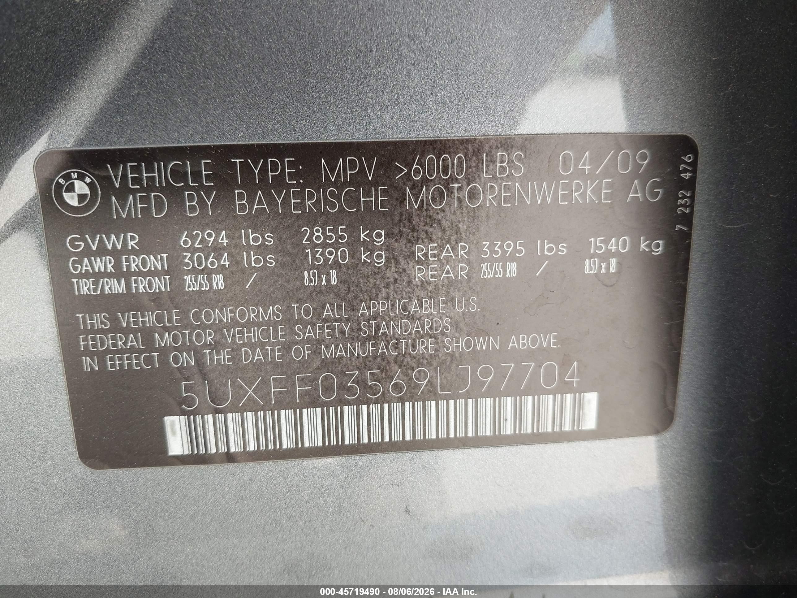 2009 Bmw X5 Xdrive35d Gray vin: 5UXFF03569LJ97704