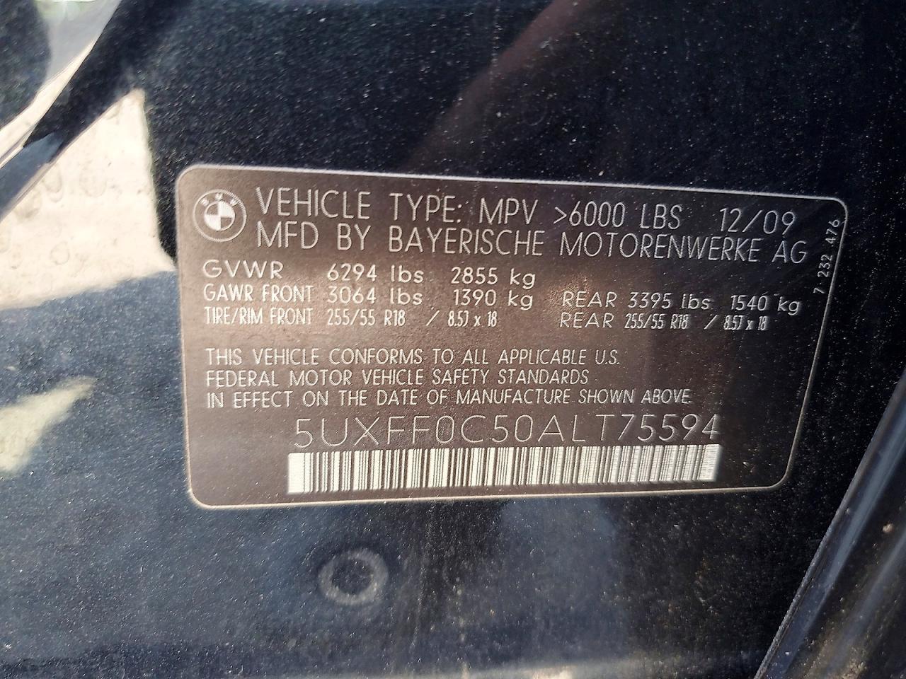 2010 Bmw X5 Xdrive35d Black vin: 5UXFF0C50ALT75594