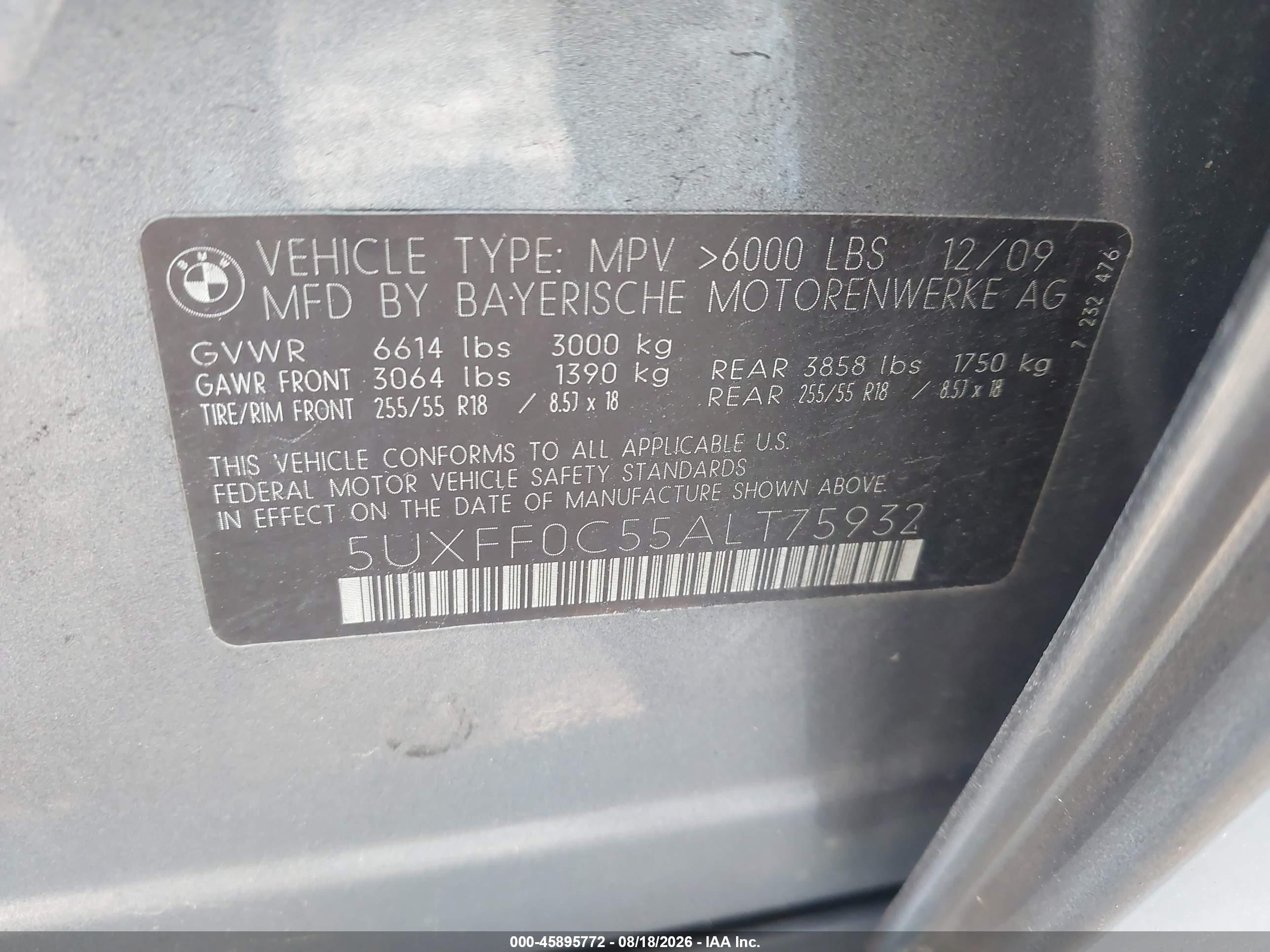 2010 Bmw X5 Xdrive35d Серый vin: 5UXFF0C55ALT75932