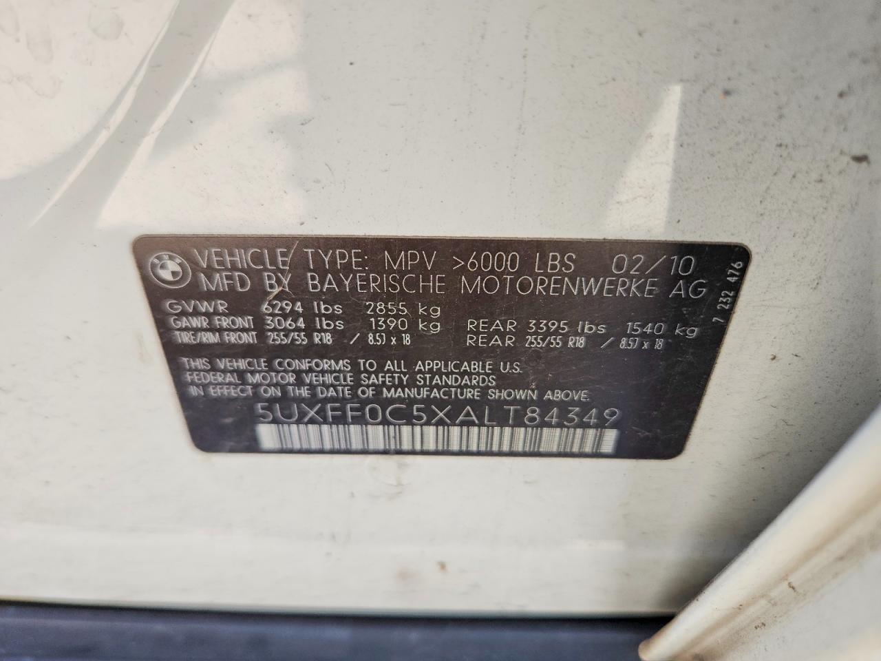 2010 Bmw X5 Xdrive35d Белый vin: 5UXFF0C5XALT84349