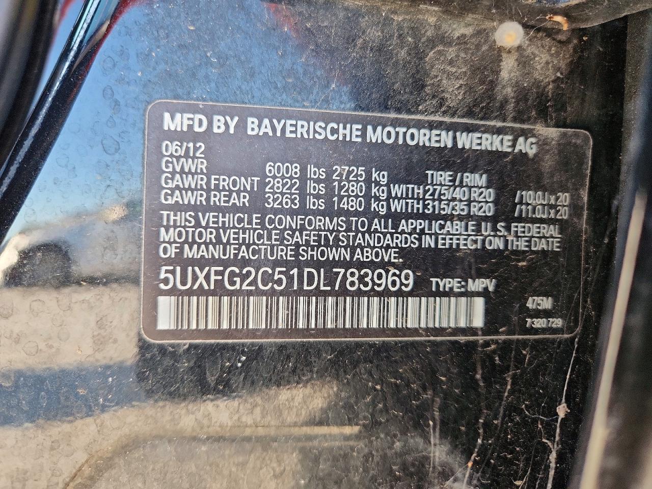 2013 Bmw X6 Xdrive35i Black vin: 5UXFG2C51DL783969
