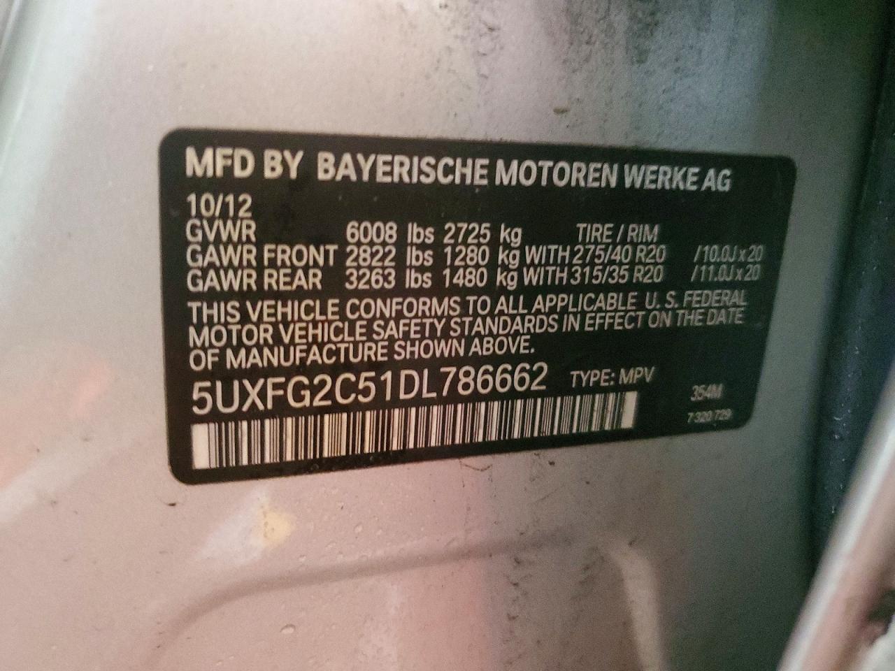 2013 Bmw X6 Xdrive35i Silver vin: 5UXFG2C51DL786662