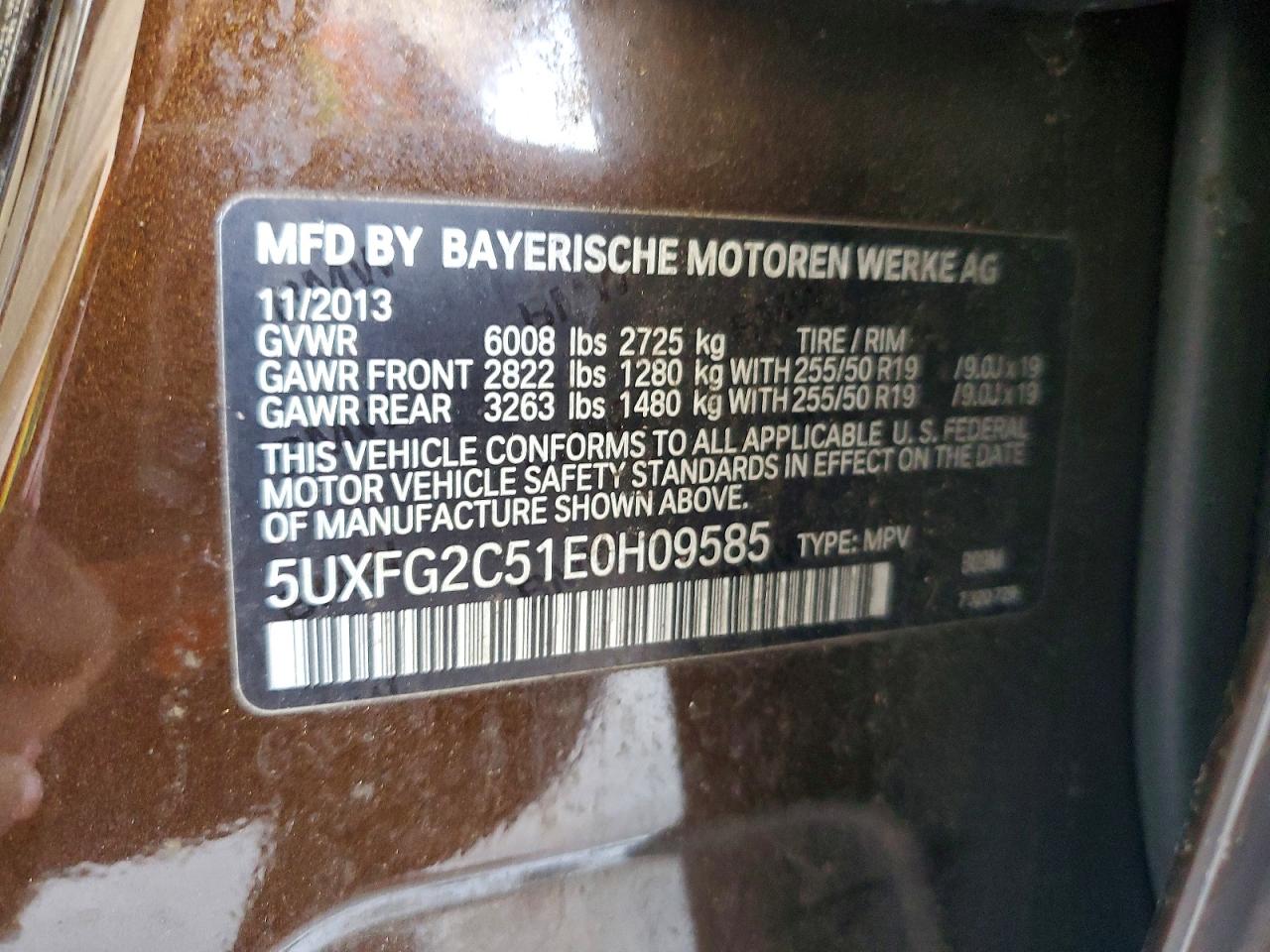 2014 Bmw X6 Xdrive35i Brown vin: 5UXFG2C51E0H09585