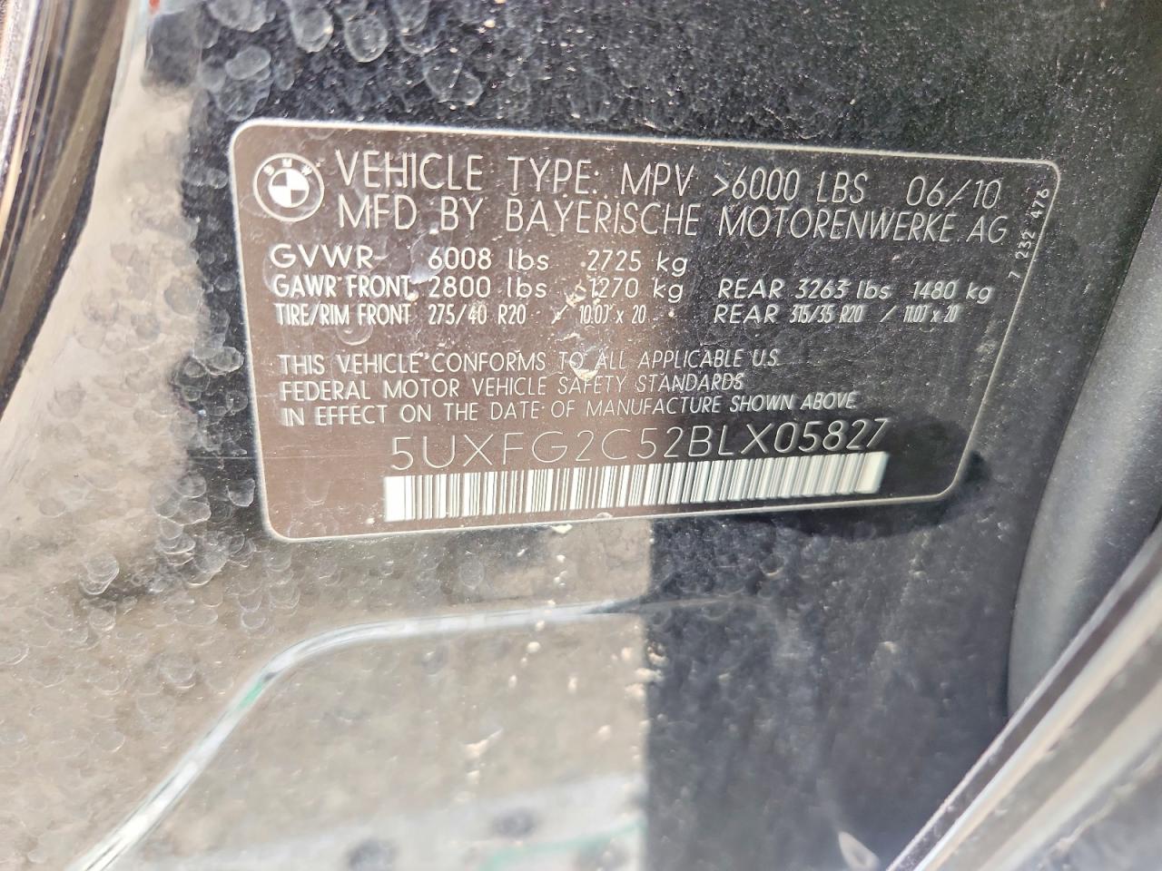 2011 Bmw X6 Xdrive35i Черный vin: 5UXFG2C52BLX05827