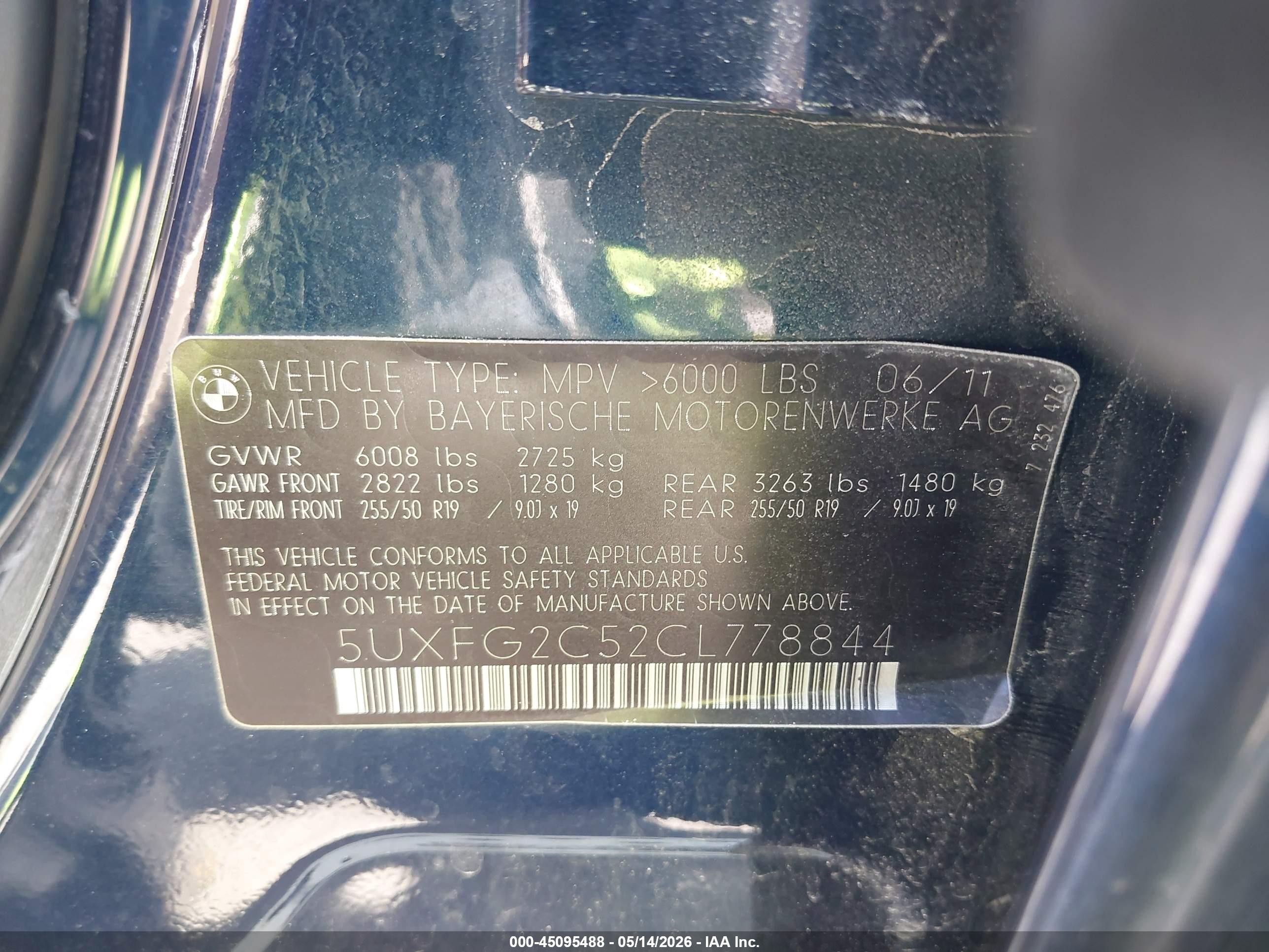 2012 Bmw X6 Xdrive35i Blue vin: 5UXFG2C52CL778844