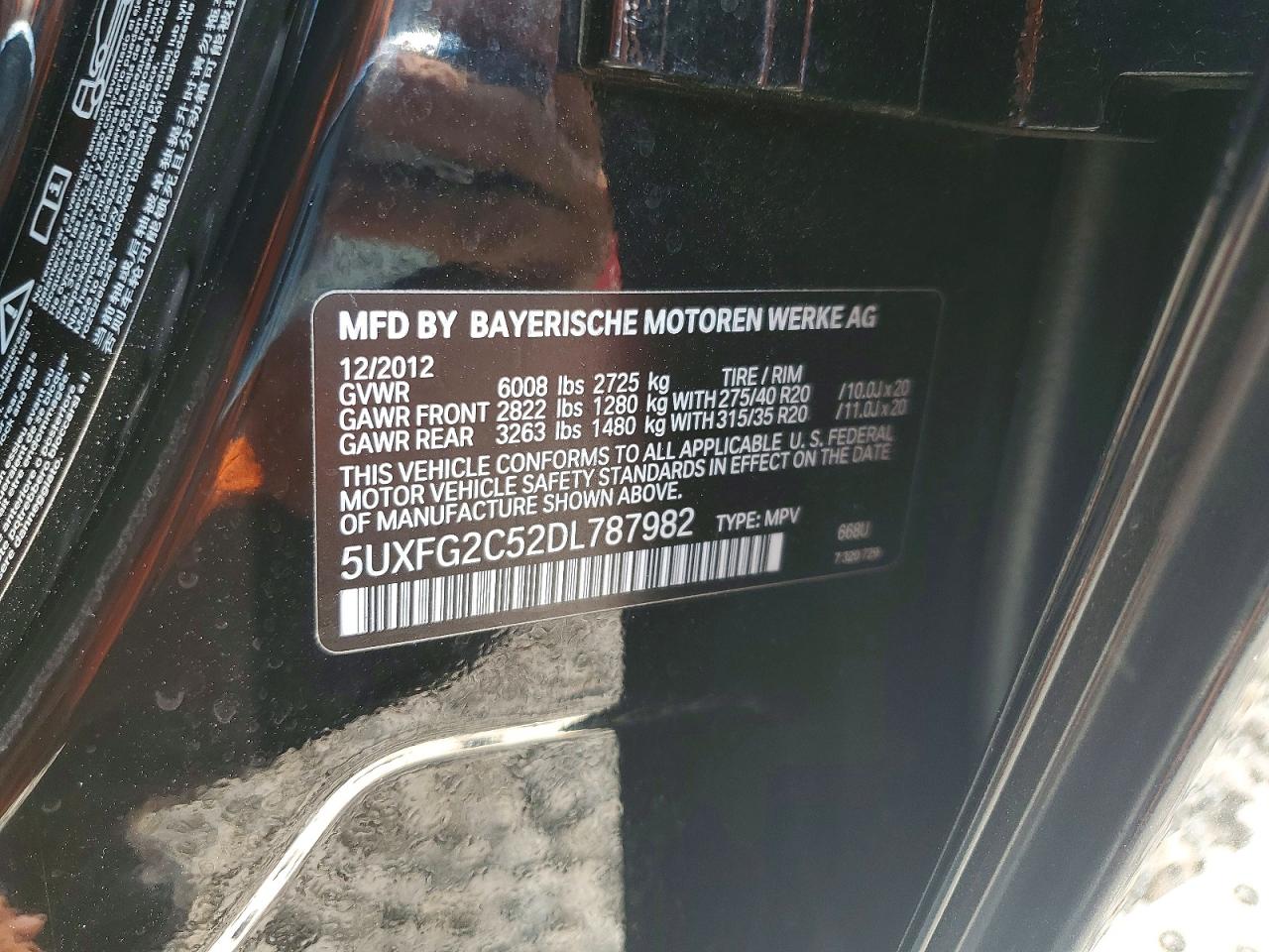 2013 Bmw X6 Xdrive35i Черный vin: 5UXFG2C52DL787982