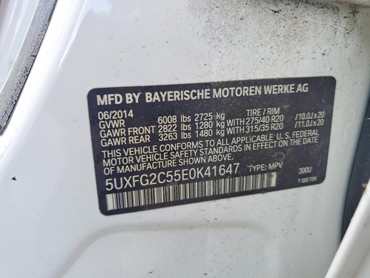 2014 Bmw X6 Xdrive35i Белый vin: 5UXFG2C55E0K41647