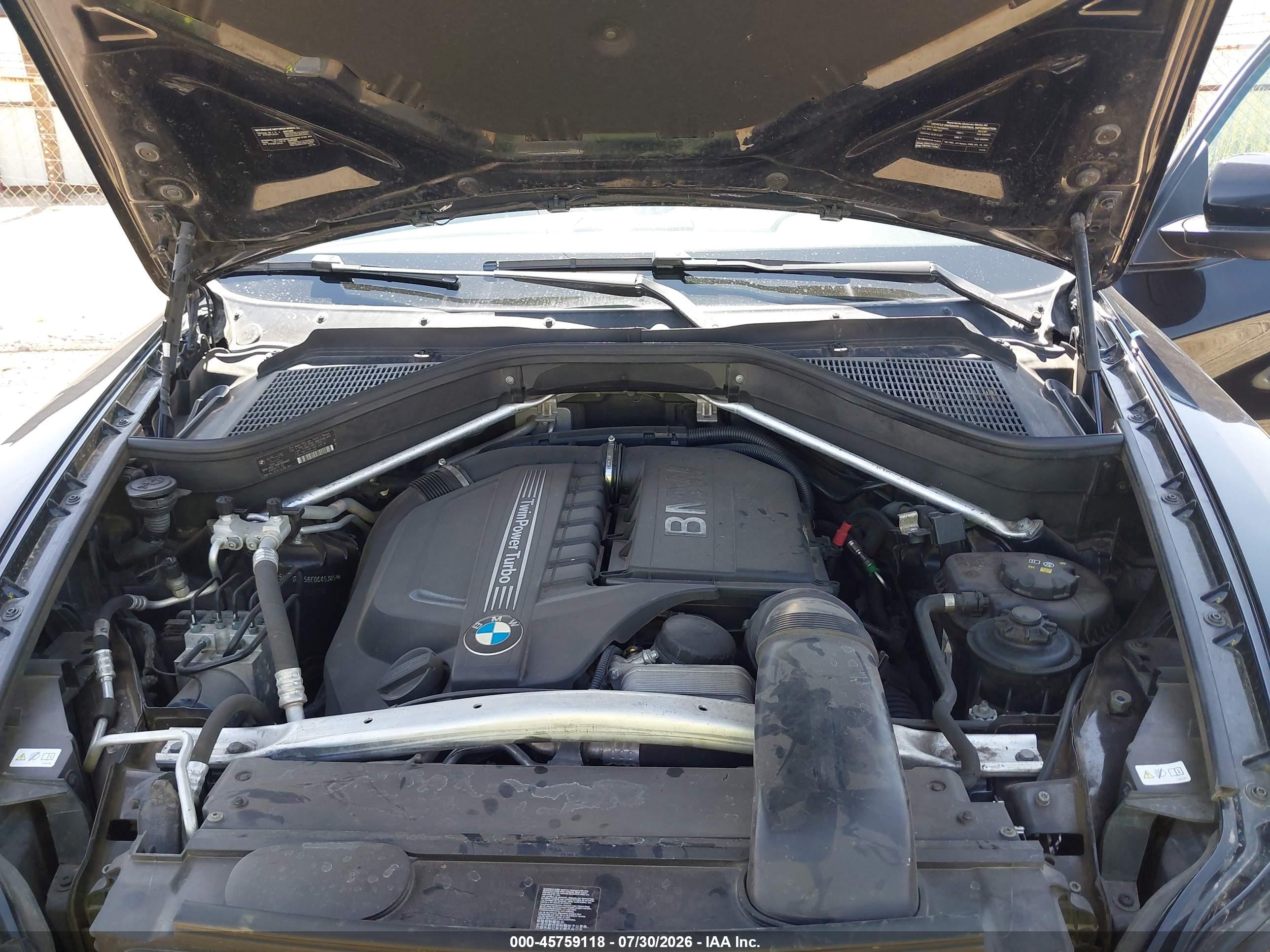 2014 Bmw X6 Xdrive35i Black vin: 5UXFG2C56E0C45385