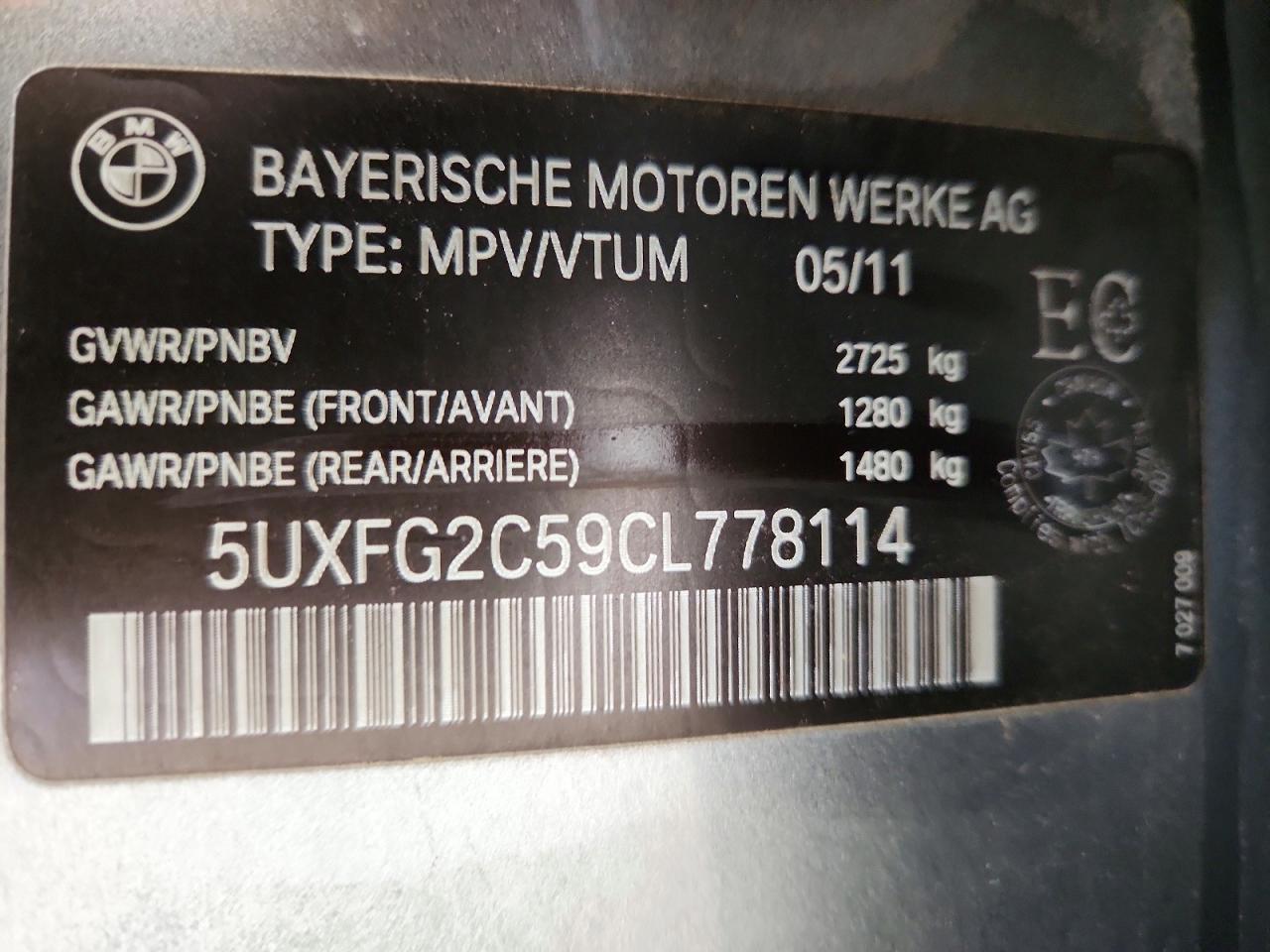 2012 Bmw X6 Xdrive35i Gray vin: 5UXFG2C59CL778114