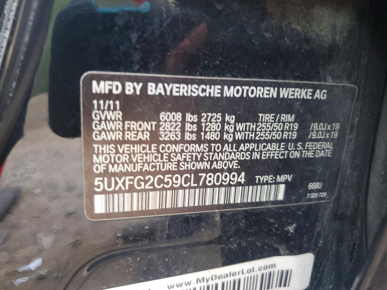 2012 Bmw X6 Xdrive35i Black vin: 5UXFG2C59CL780994