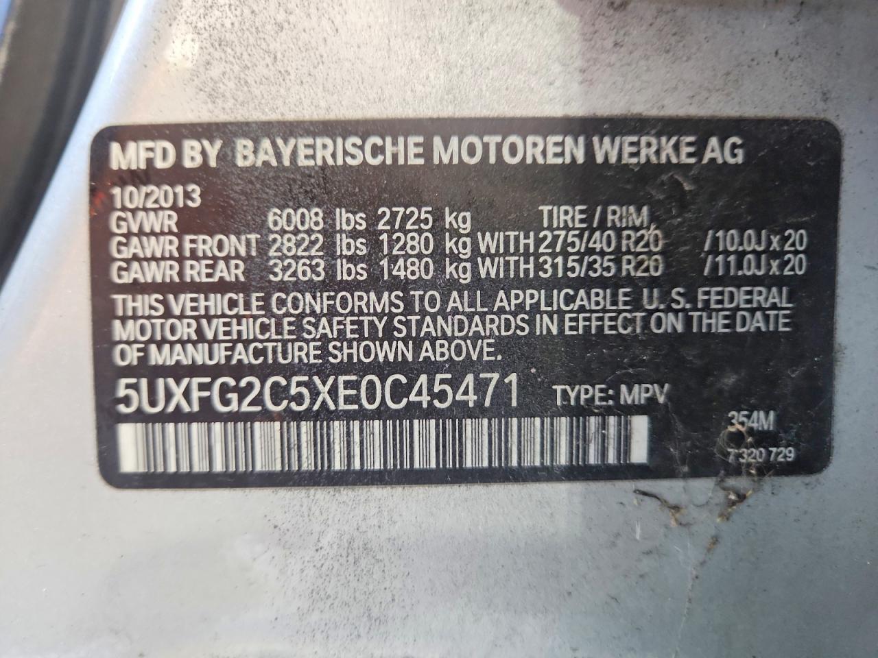 2014 Bmw X6 Xdrive35i Gray vin: 5UXFG2C5XE0C45471