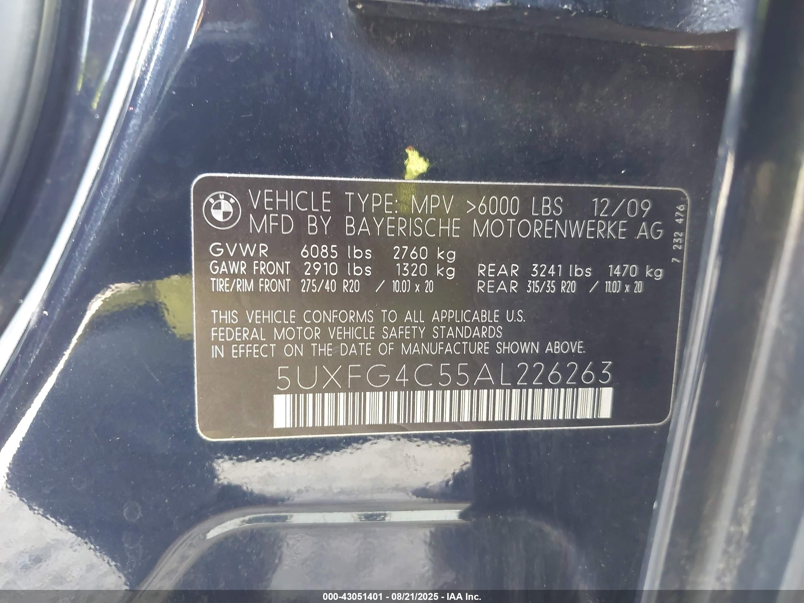 2010 Bmw X6 Xdrive35i Blue vin: 5UXFG4C55AL226263