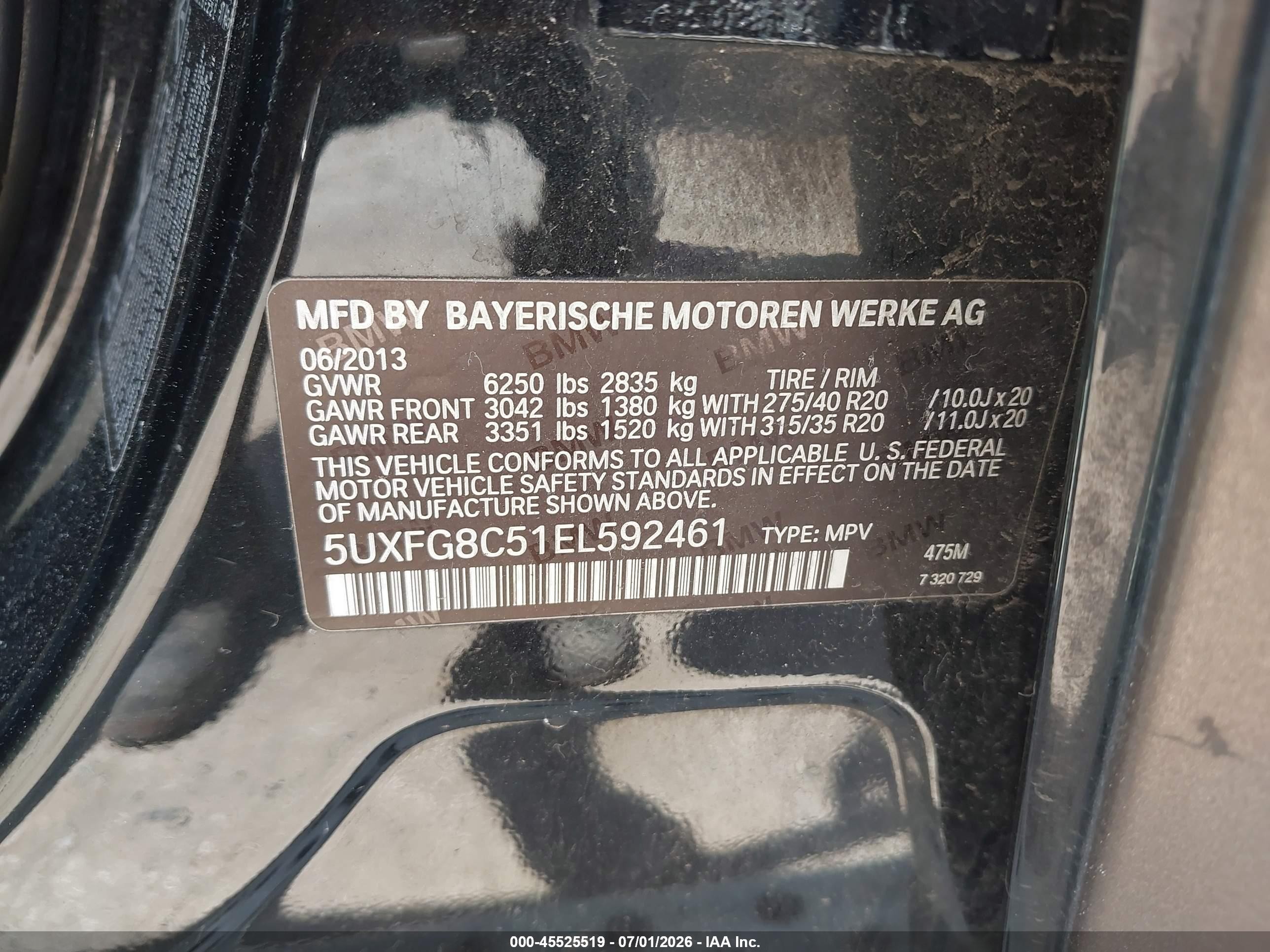 2014 Bmw X6 Xdrive50i Green vin: 5UXFG8C51EL592461