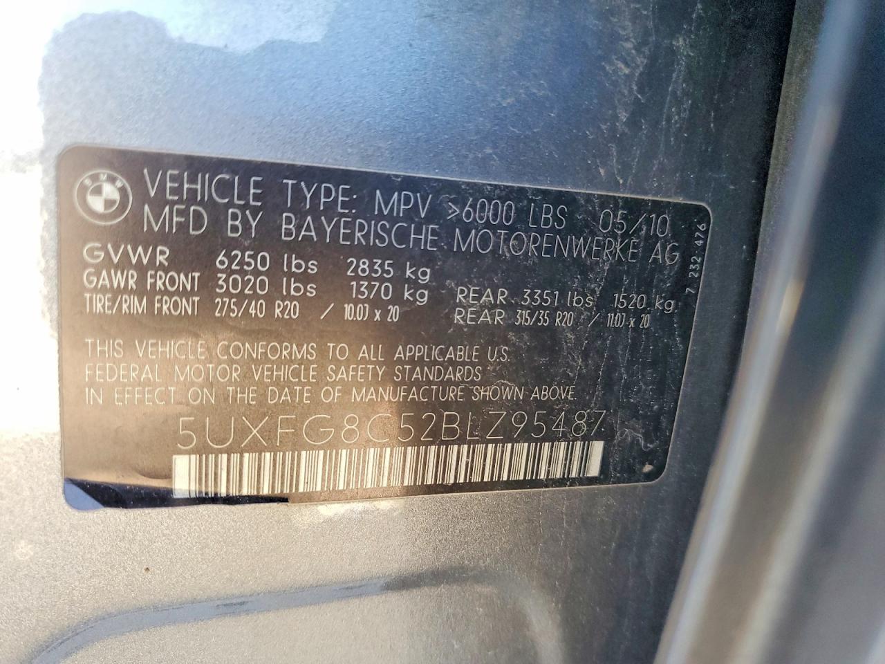 2011 Bmw X6 Xdrive50i Gray vin: 5UXFG8C52BLZ95487