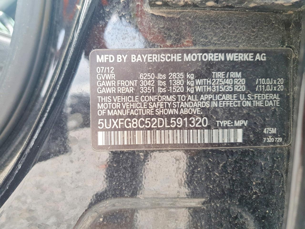 2013 Bmw X6 Xdrive50i Black vin: 5UXFG8C52DL591320