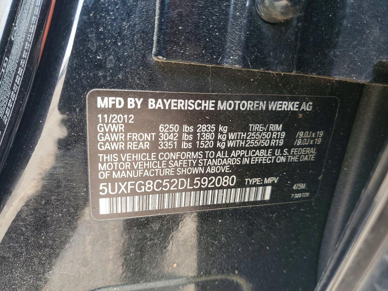2013 Bmw X6 Xdrive50i Black vin: 5UXFG8C52DL592080