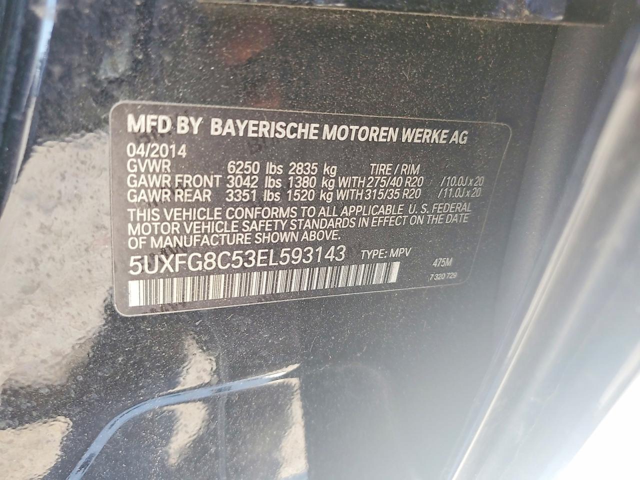 2014 Bmw X6 Xdrive50i Black vin: 5UXFG8C53EL593143