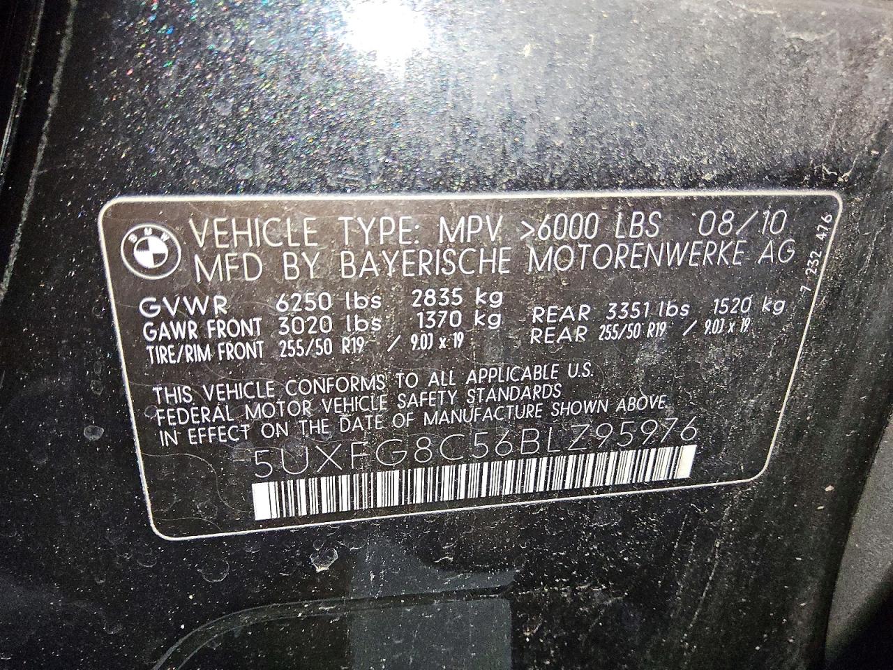 2011 Bmw X6 Xdrive50i Black vin: 5UXFG8C56BLZ95976