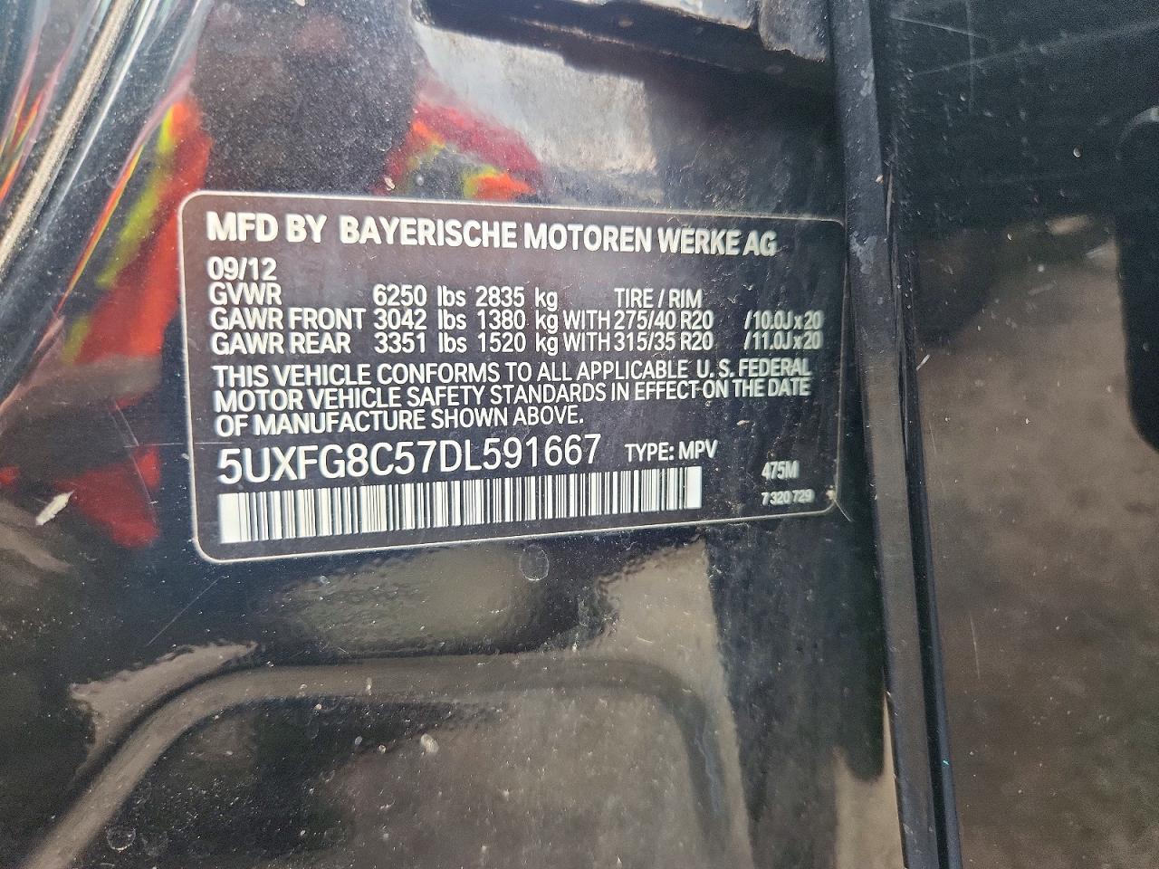 2013 Bmw X6 Xdrive50i Black vin: 5UXFG8C57DL591667