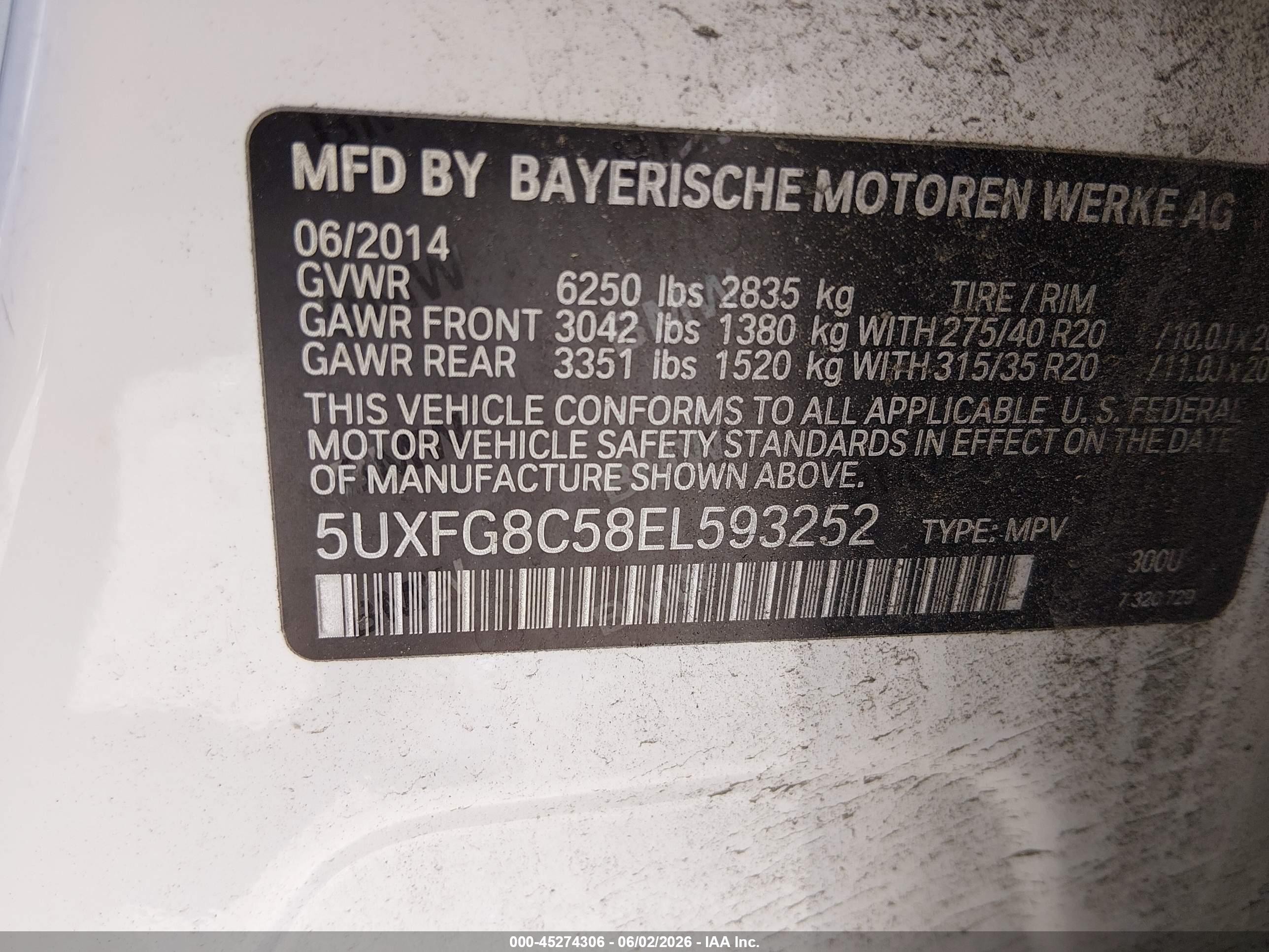 2014 Bmw X6 Xdrive50i White vin: 5UXFG8C58EL593252