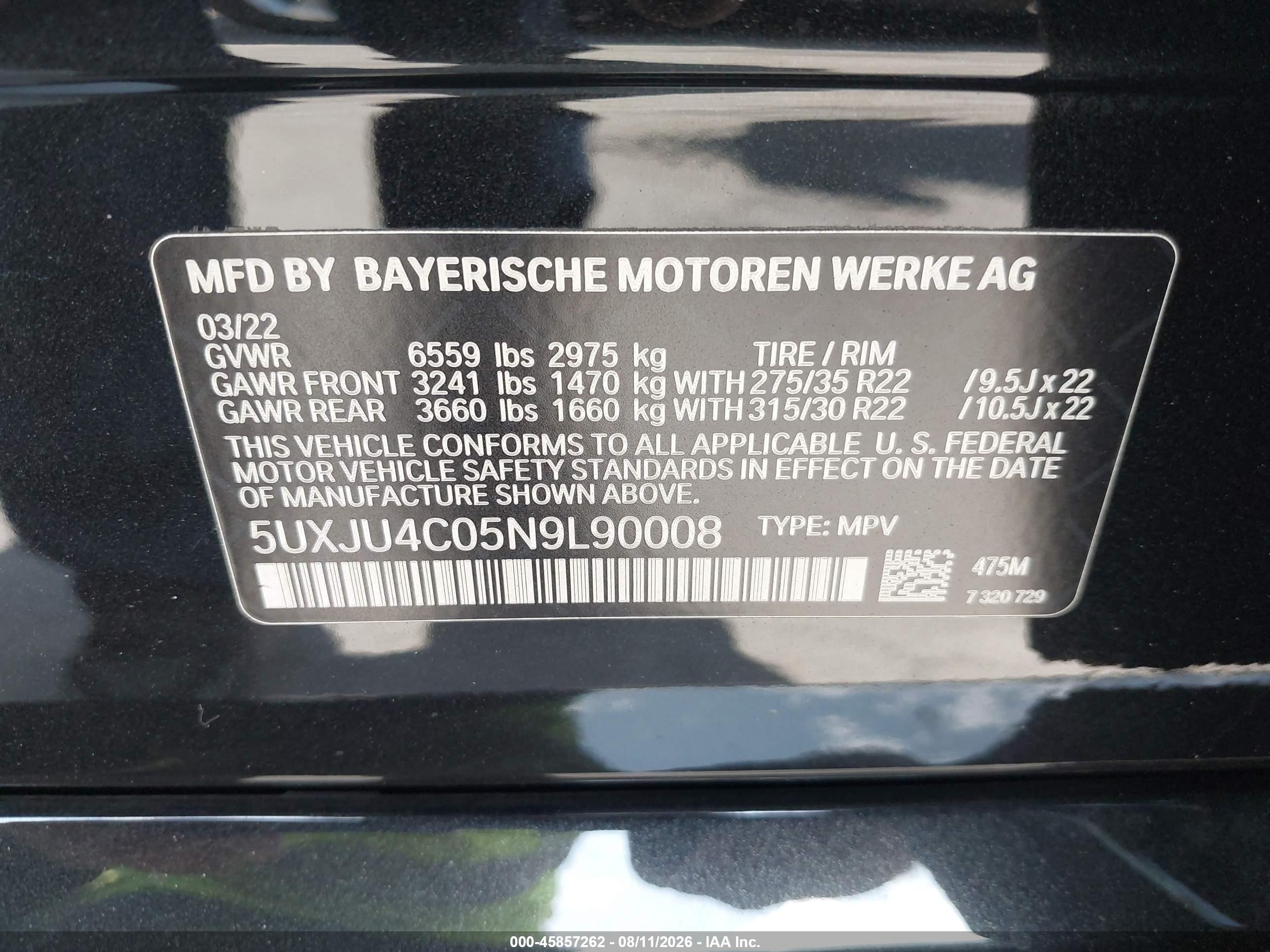 2022 Bmw X5 M50i Black vin: 5UXJU4C05N9L90008