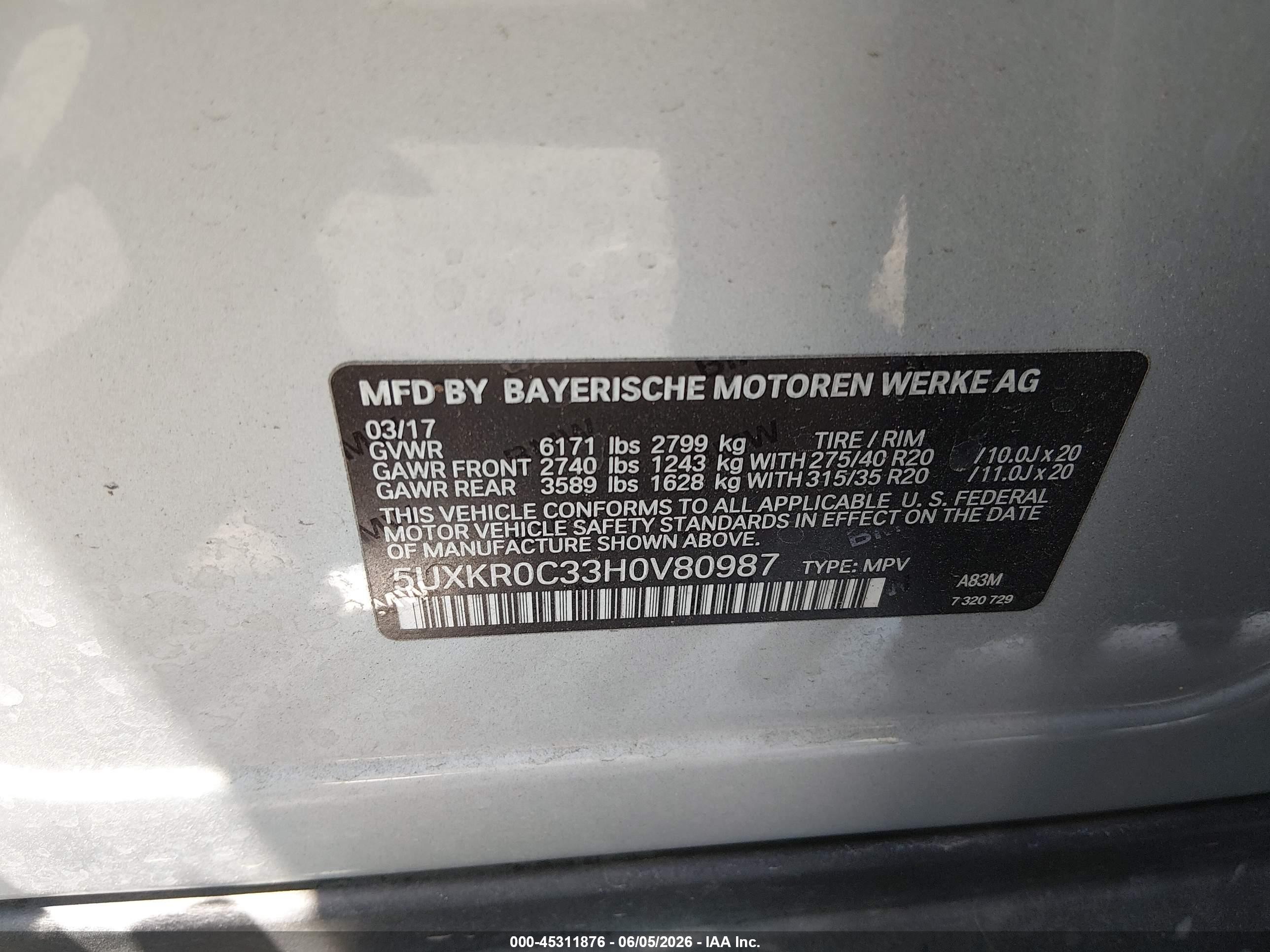 2017 Bmw X5 Xdrive35i Silver vin: 5UXKR0C33H0V80987