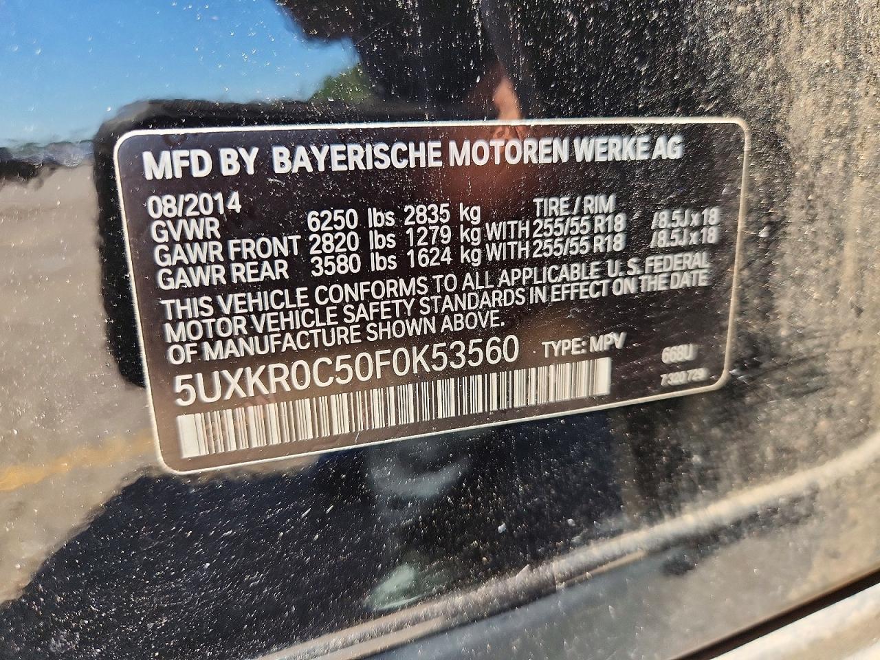 2015 Bmw X5 Xdrive35i Черный vin: 5UXKR0C50F0K53560