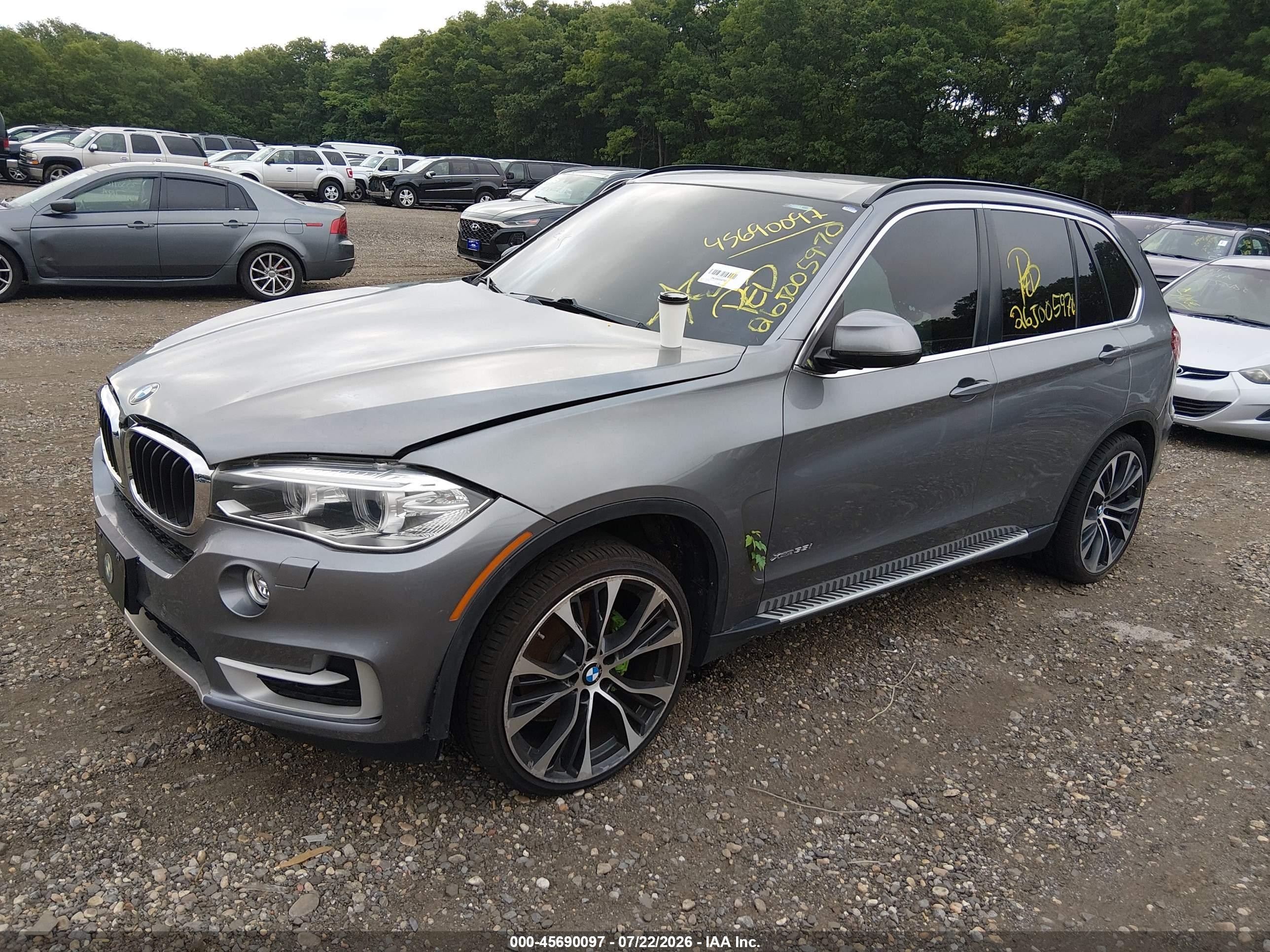 2015 Bmw X5 Xdrive35i Серый vin: 5UXKR0C50F0K66177