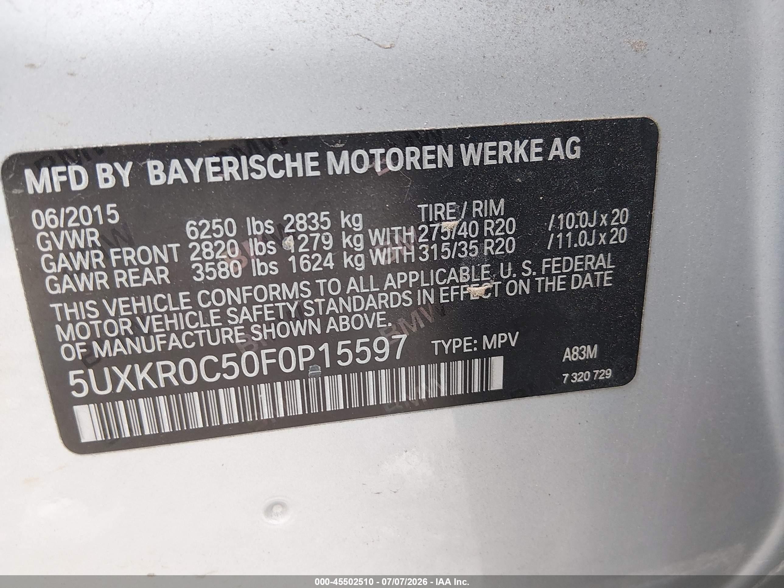2015 Bmw X5 Xdrive35i Silver vin: 5UXKR0C50F0P15597