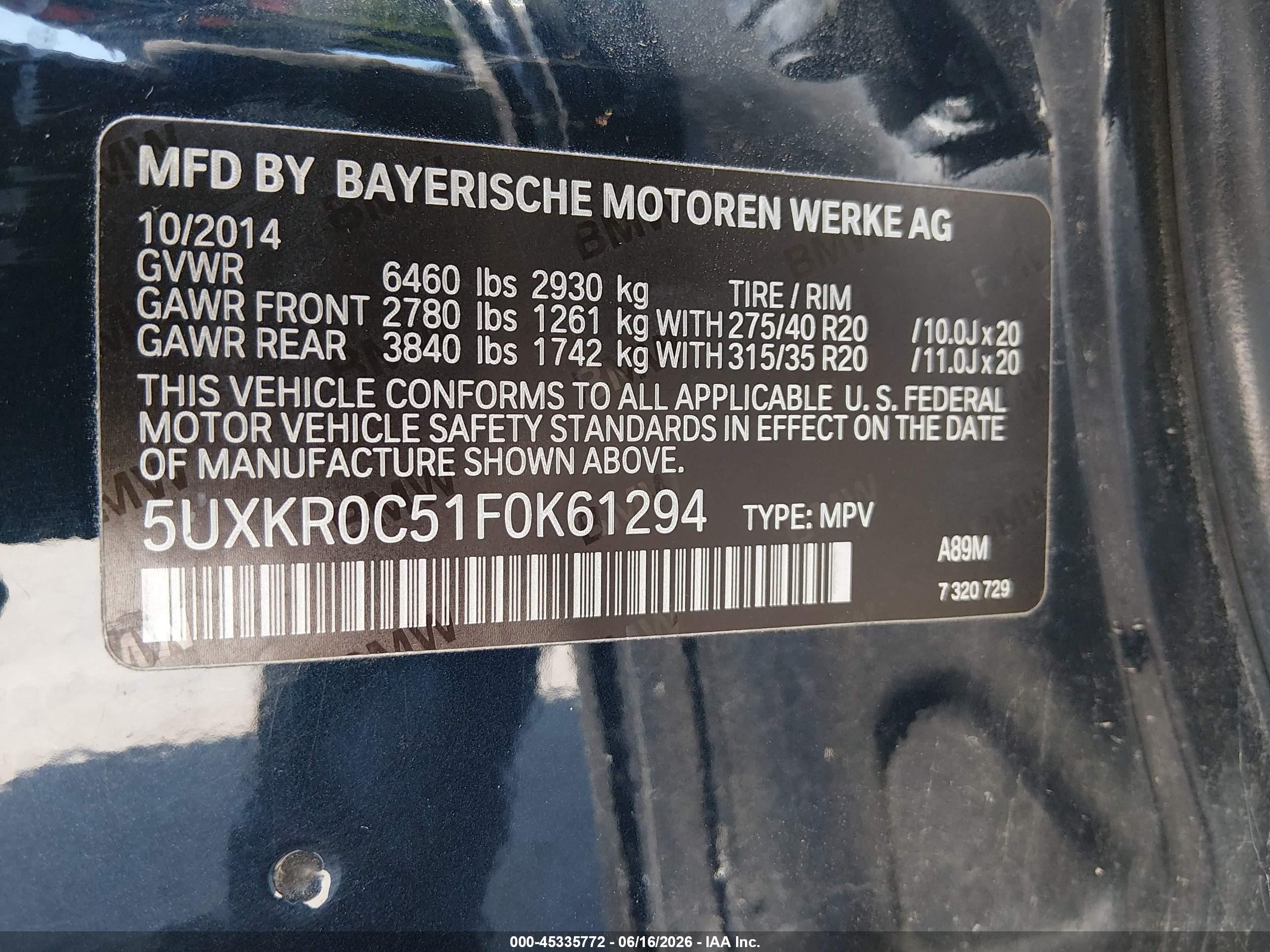 2015 Bmw X5 Xdrive35i Dark Blue vin: 5UXKR0C51F0K61294