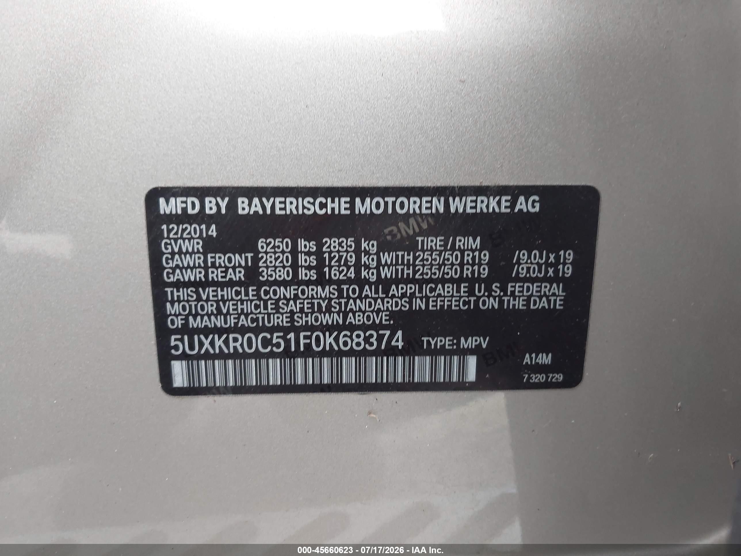 2015 Bmw X5 Xdrive35i Золотой vin: 5UXKR0C51F0K68374