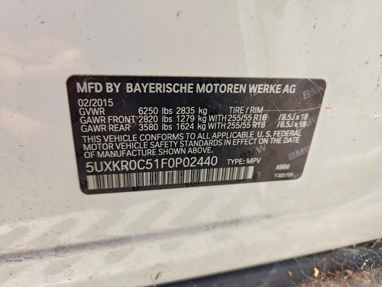 2015 Bmw X5 Xdrive35i White vin: 5UXKR0C51F0P02440